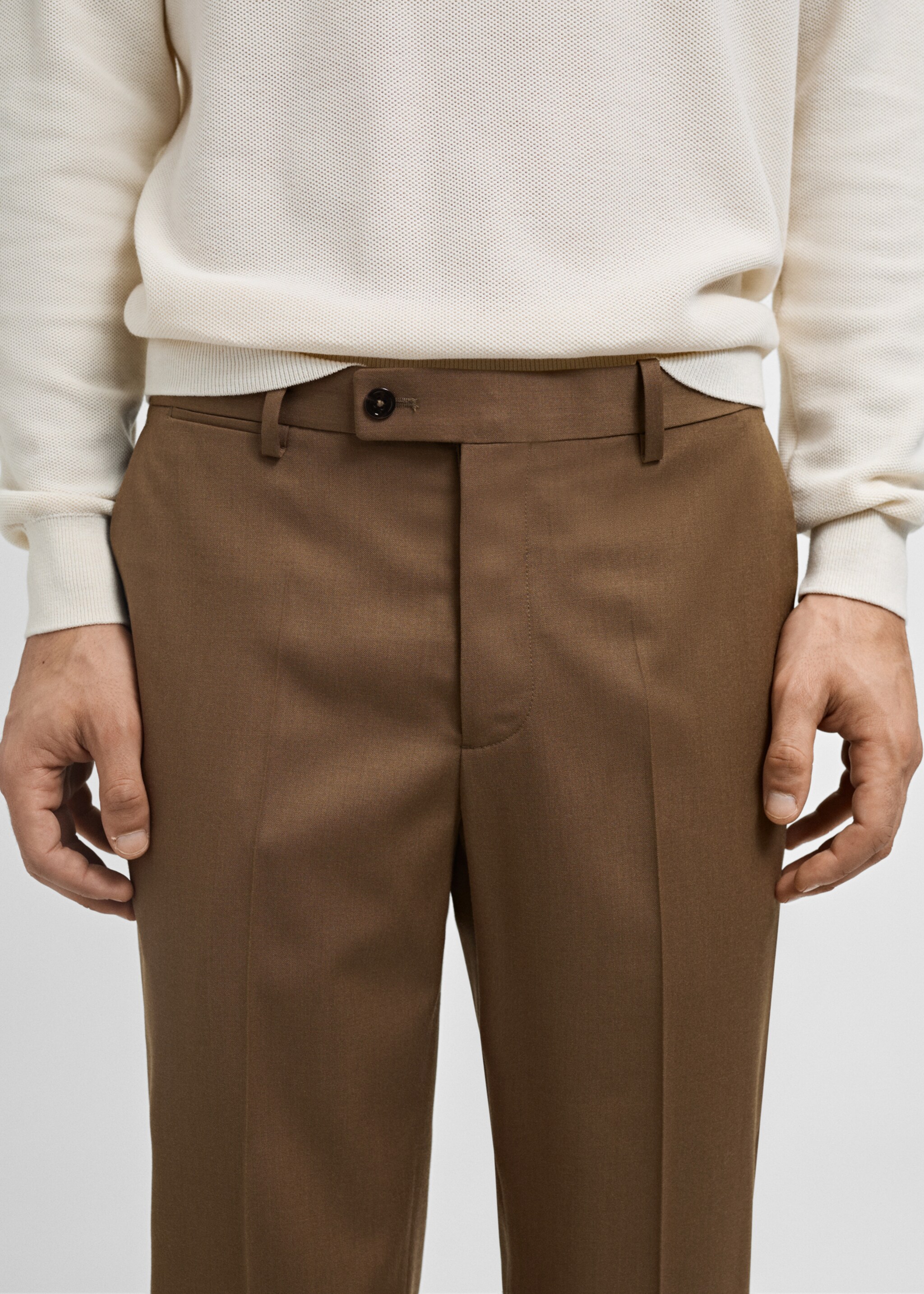 100% virgin wool slim-fit suit trousers - Details of the article 3