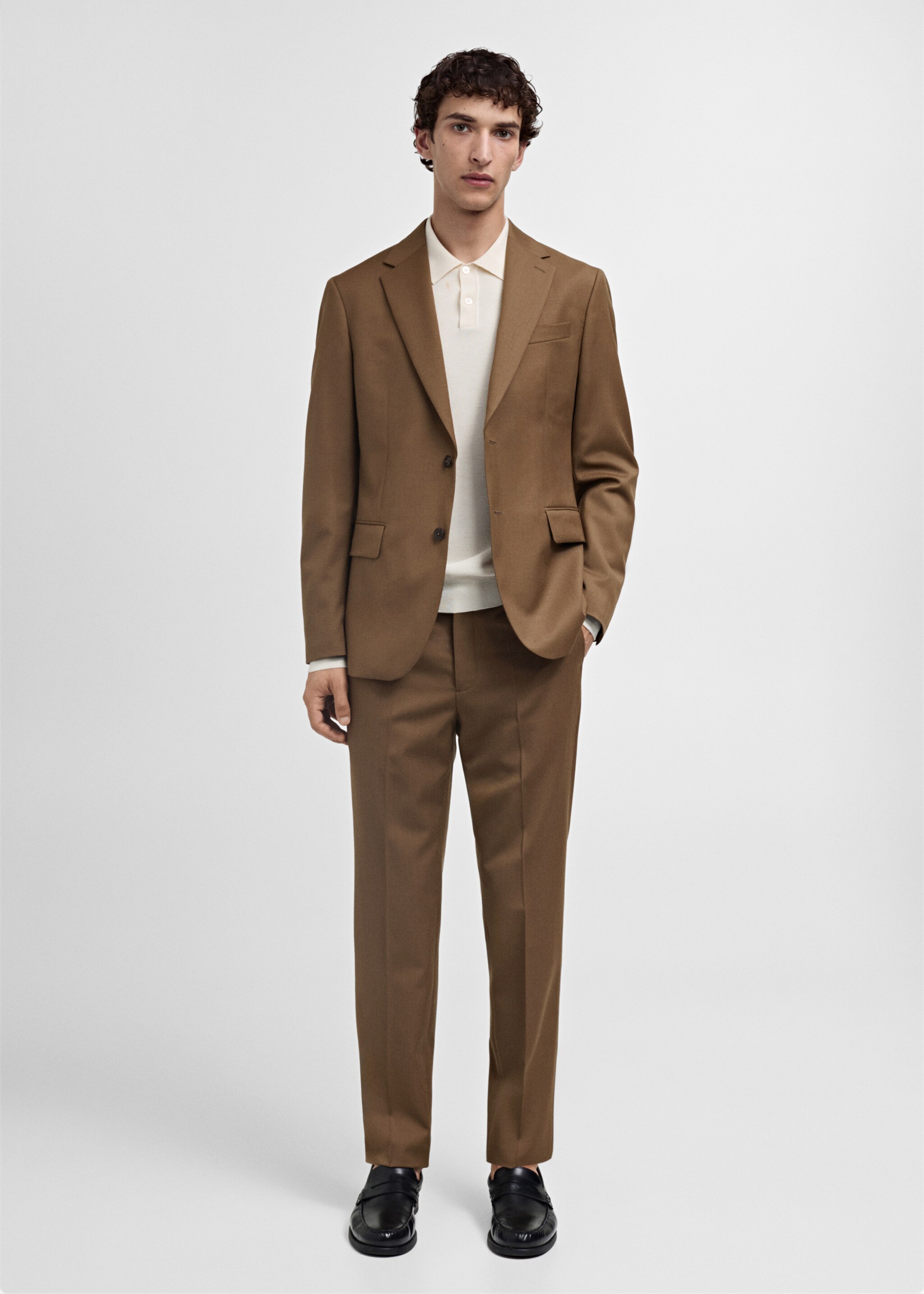 100% virgin wool slim-fit suit trousers - General plane