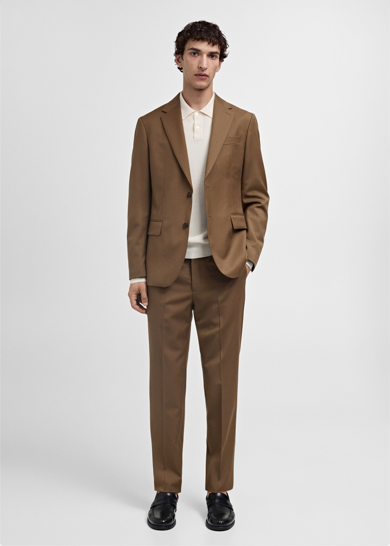 100% virgin wool slim-fit suit trousers - General plane