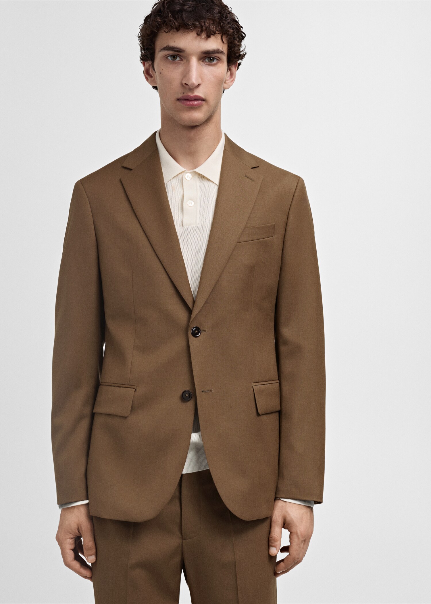 100% virgin wool slim-fit suit jacket - Medium plane