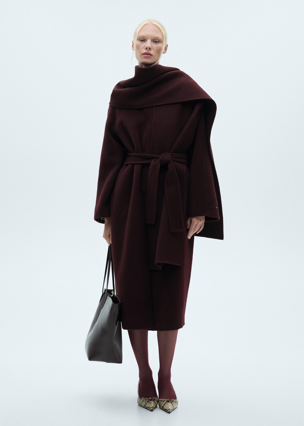 Wool coat with detachable scarf Women MANGO Indonesia