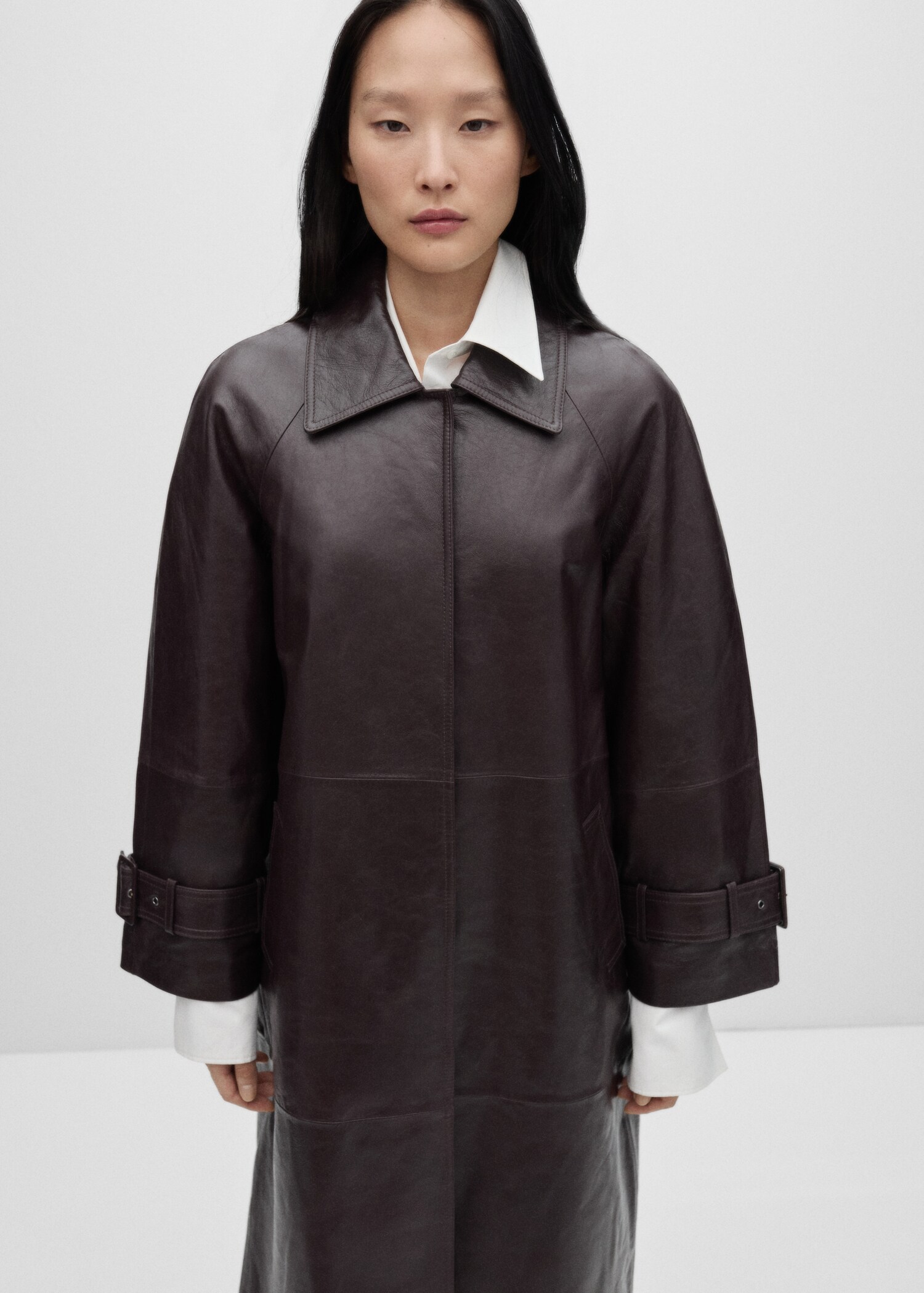 100% oversized leather coat - Medium plane