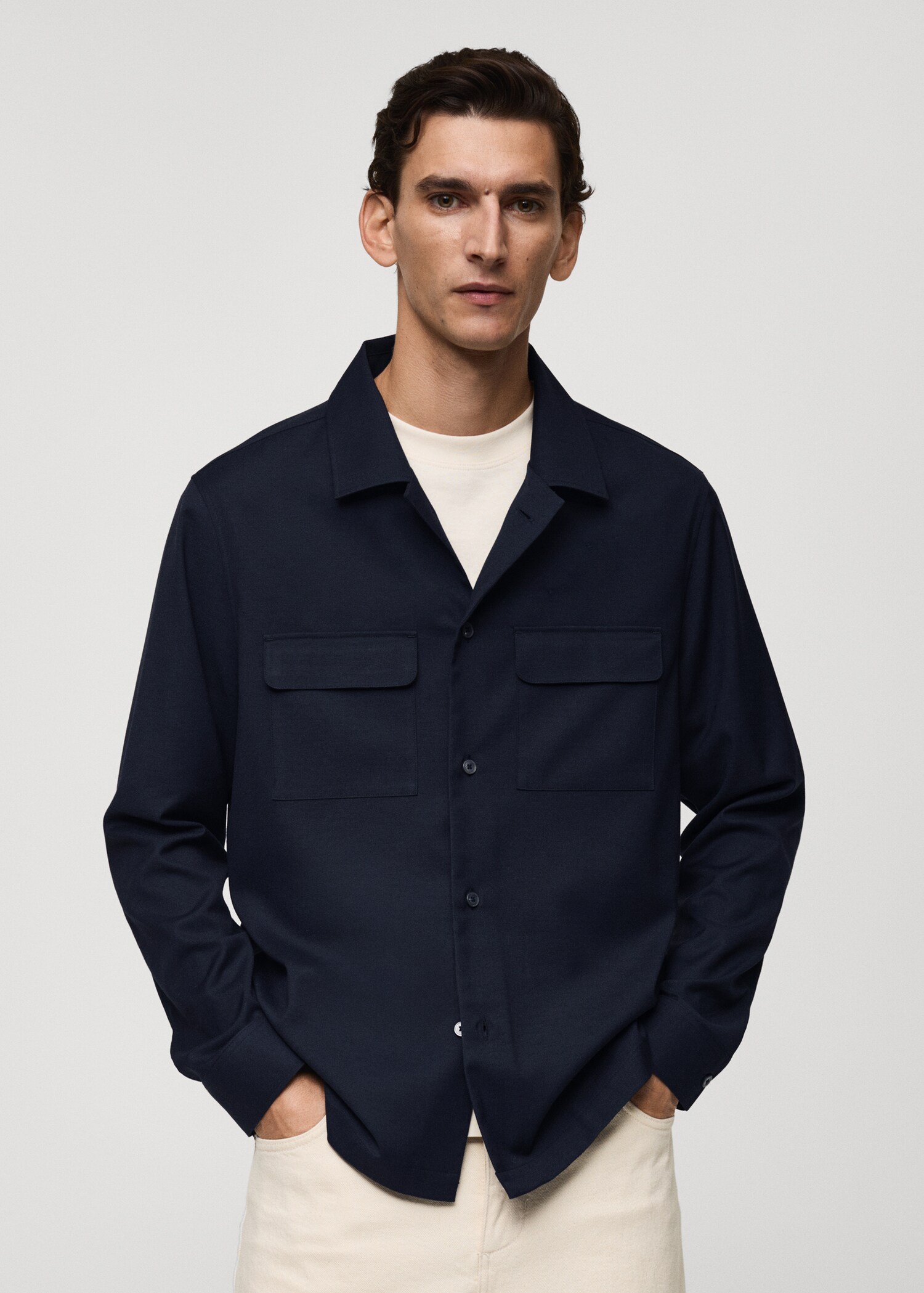 Slim-fit overshirt with pockets - Medium plane