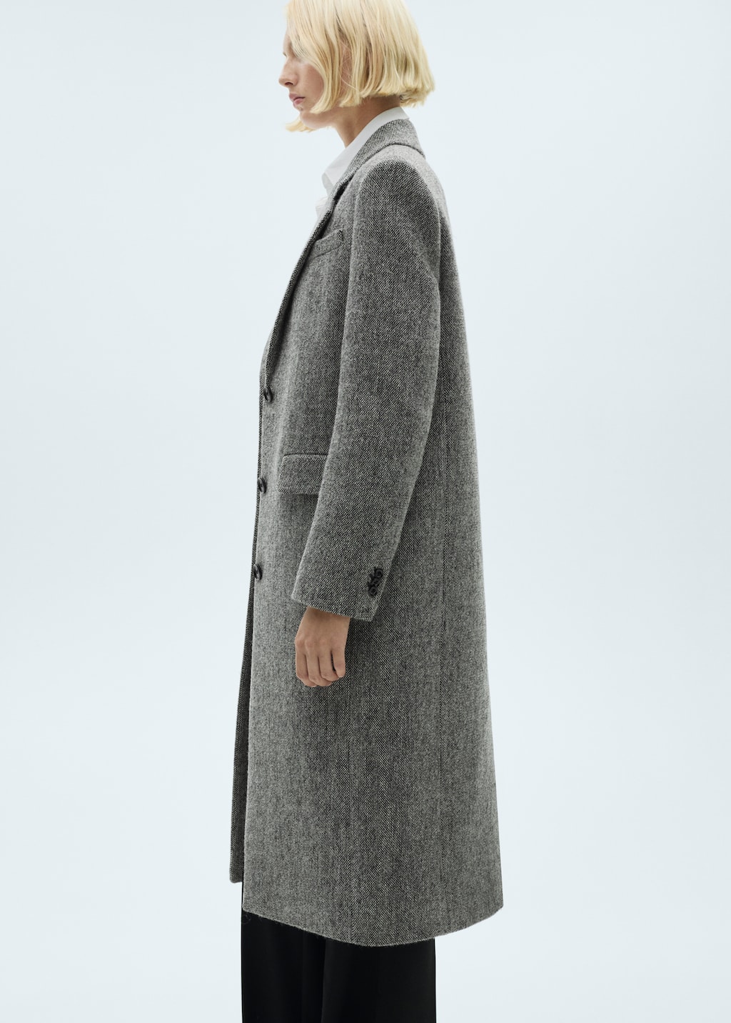Flecked wool-blend coat