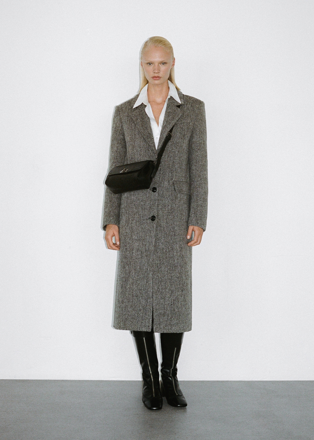 Flecked wool-blend coat