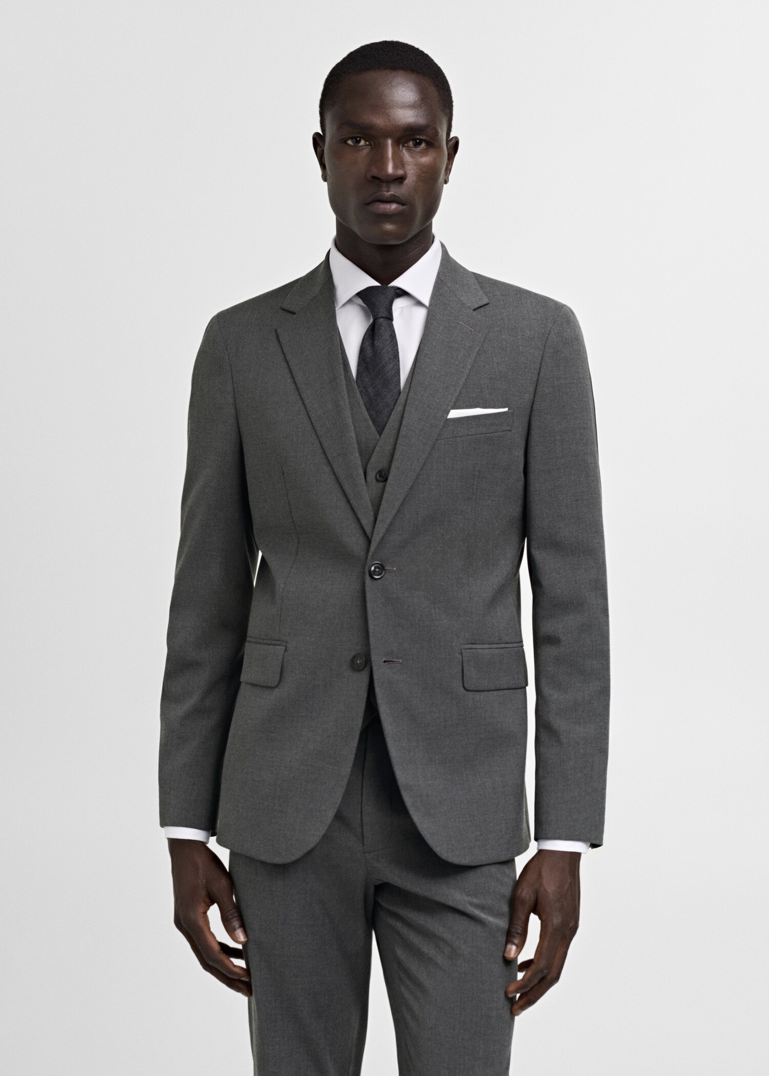 Stretch-fabric slim-fit suit jacket - Medium plane