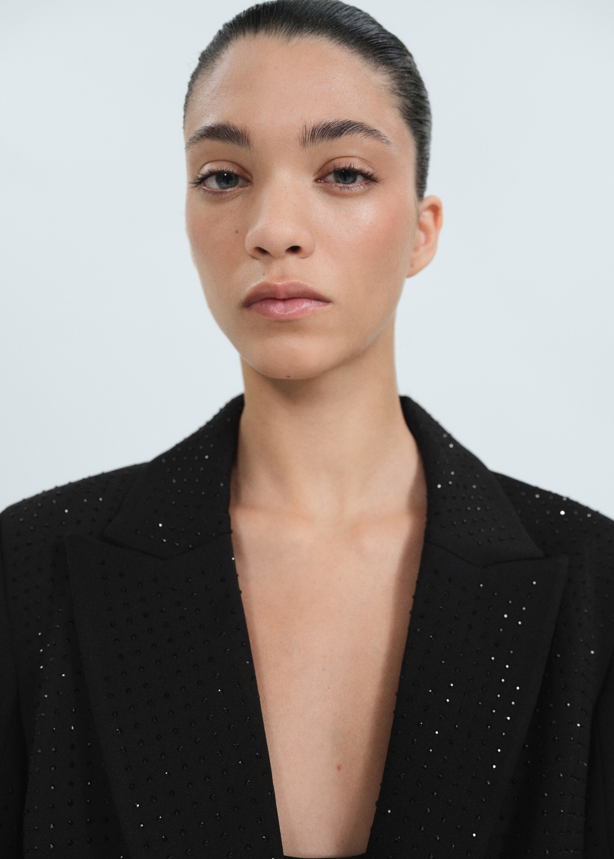 Strass taşlı blazer ceket - Ürün detayı 1, Siyah. Ref: 77069234-01.