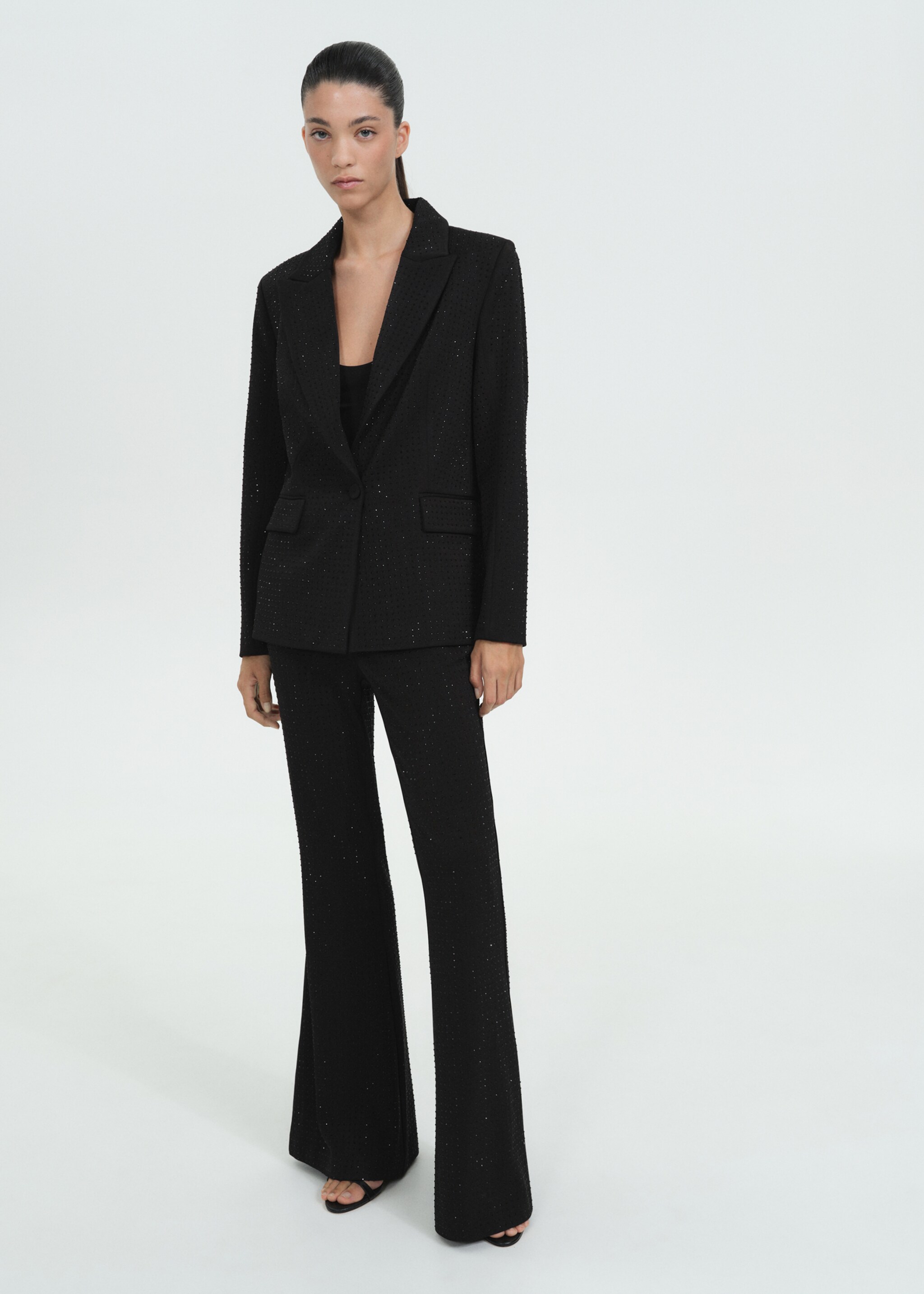Strass taşlı blazer ceket - Genel plan, Siyah. Ref: 77069234-01.
