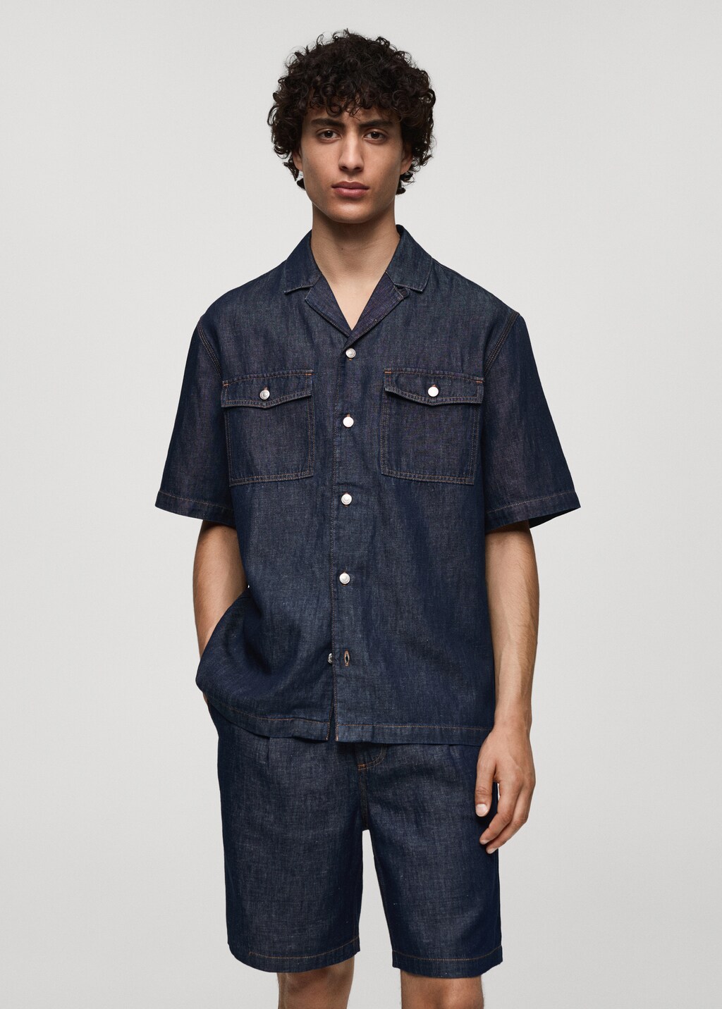 Camisa lino hombre mango new arrivals