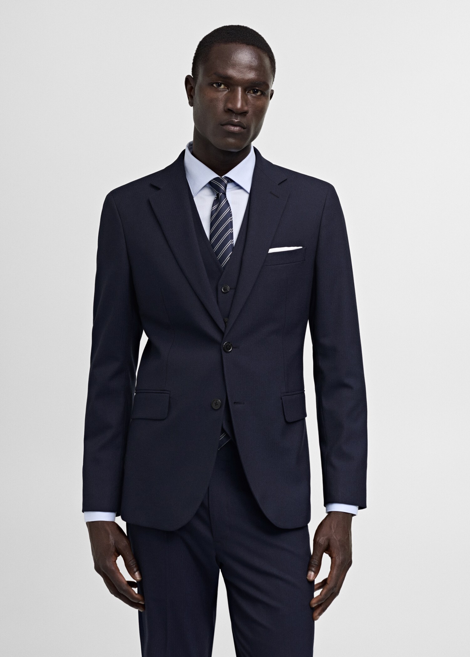 Stretch-fabric slim-fit suit jacket - Medium plane