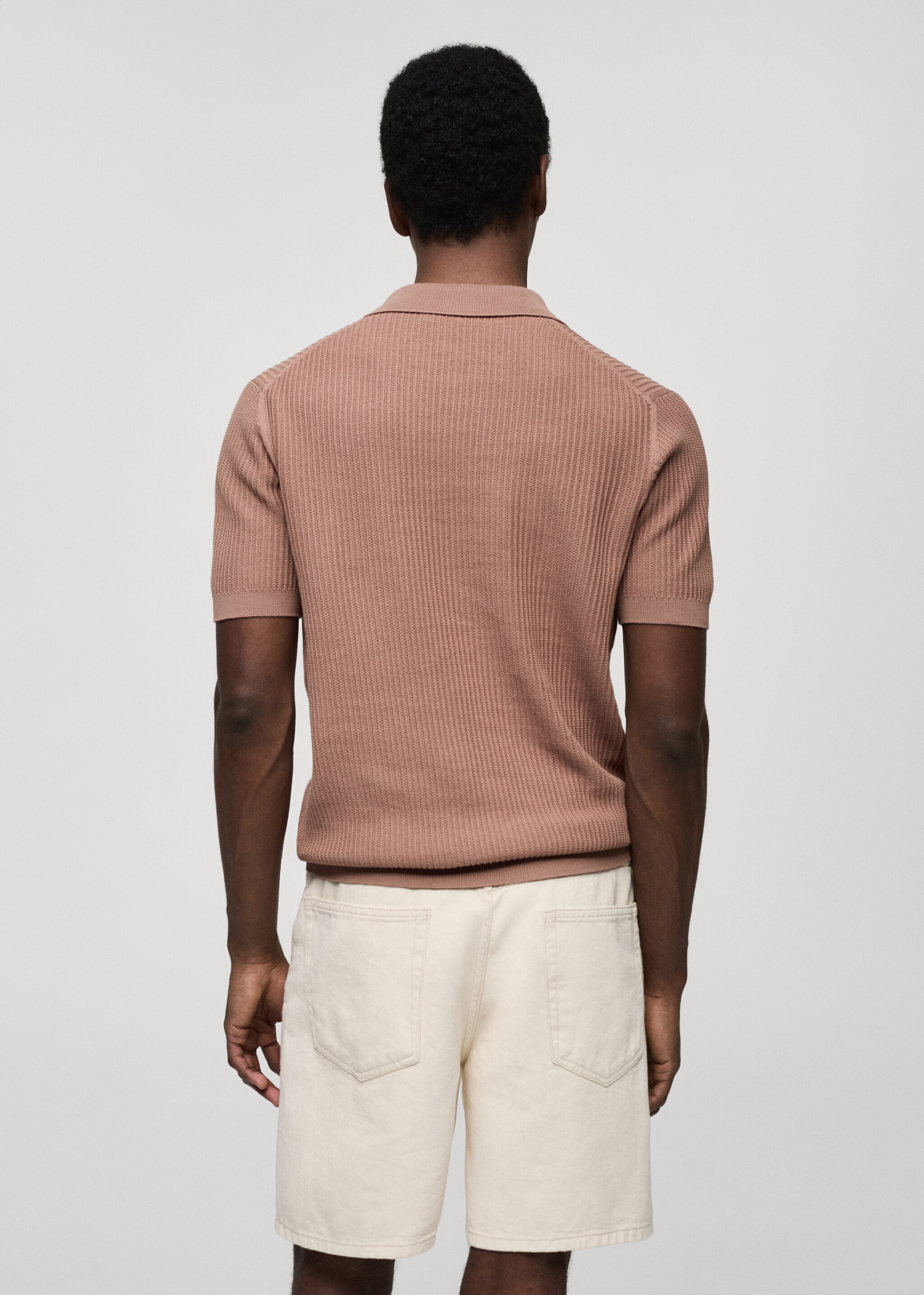 Ribbed cotton knitted polo shirt - Reverse of the article