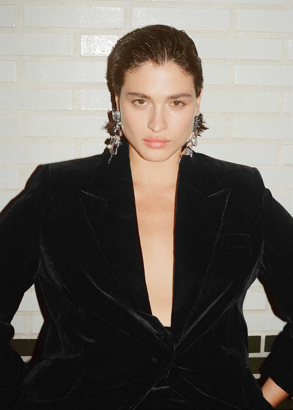 Structured velvet blazer