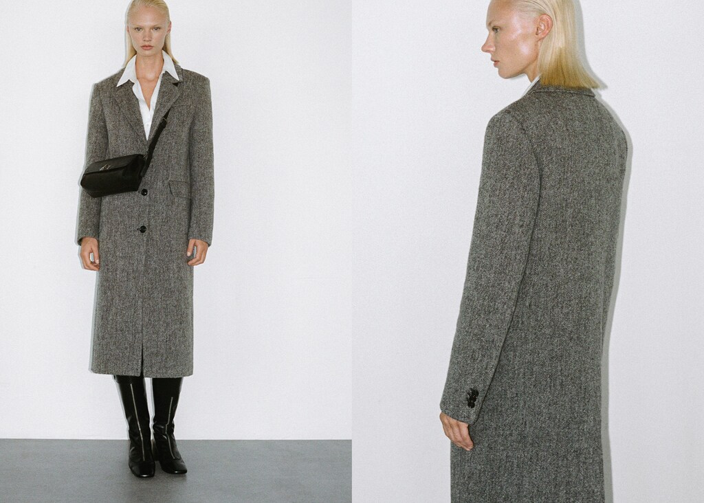 Flecked wool-blend coat
