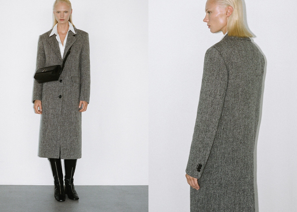 Flecked wool-blend coat