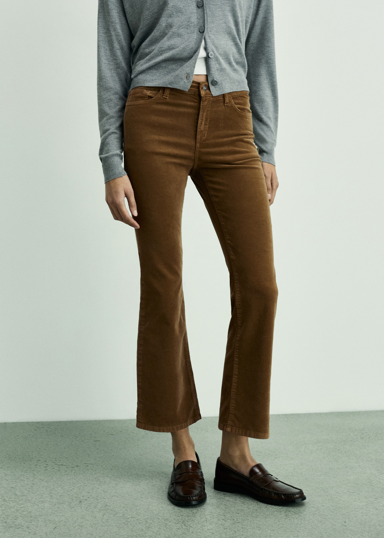 Sienna flared cropped corduroy trousers Women MANGO Vietnam