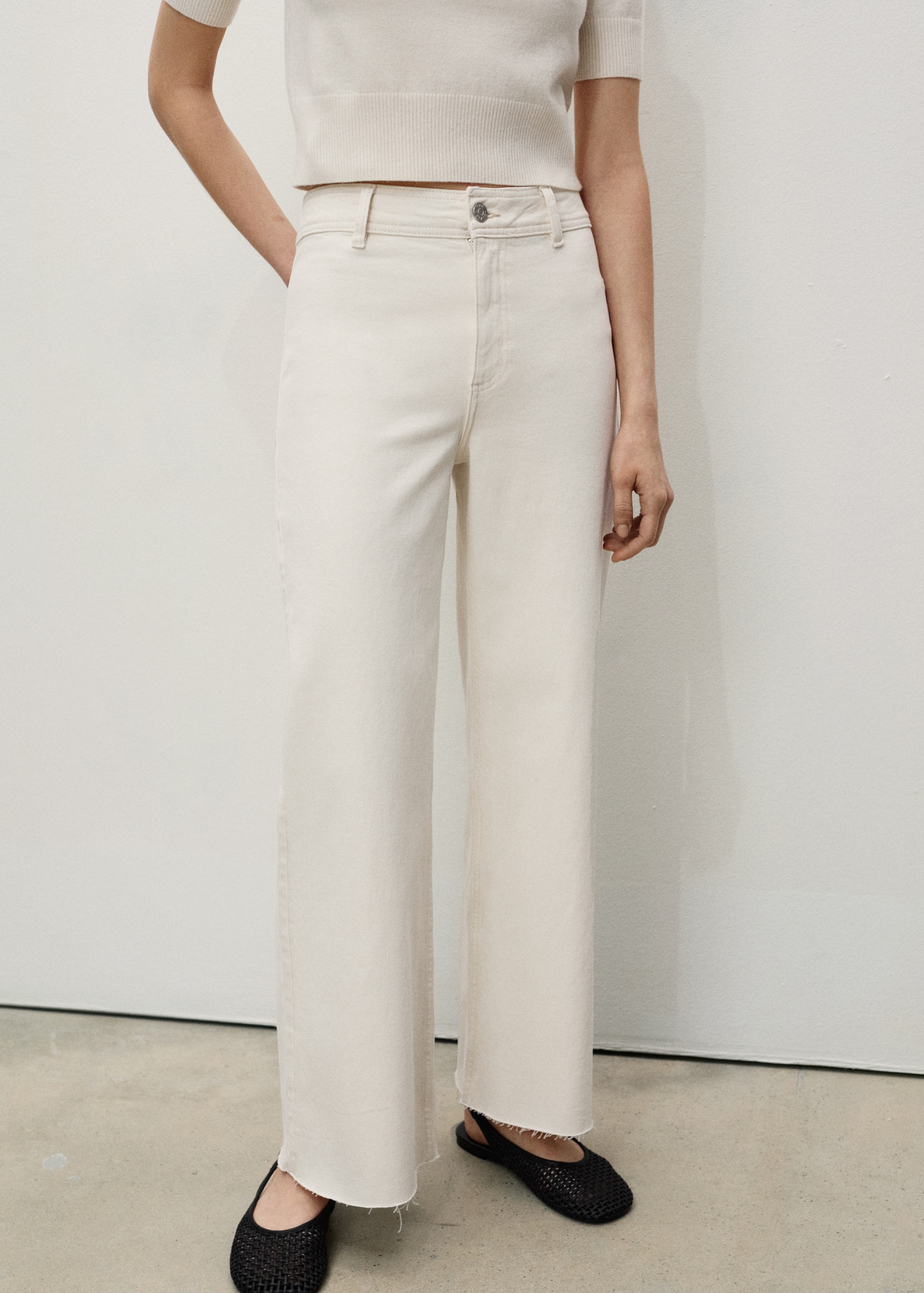 Tiro Alto Pantalon Blanco Culotte Jeans Catherin Culotte Tiro Alto