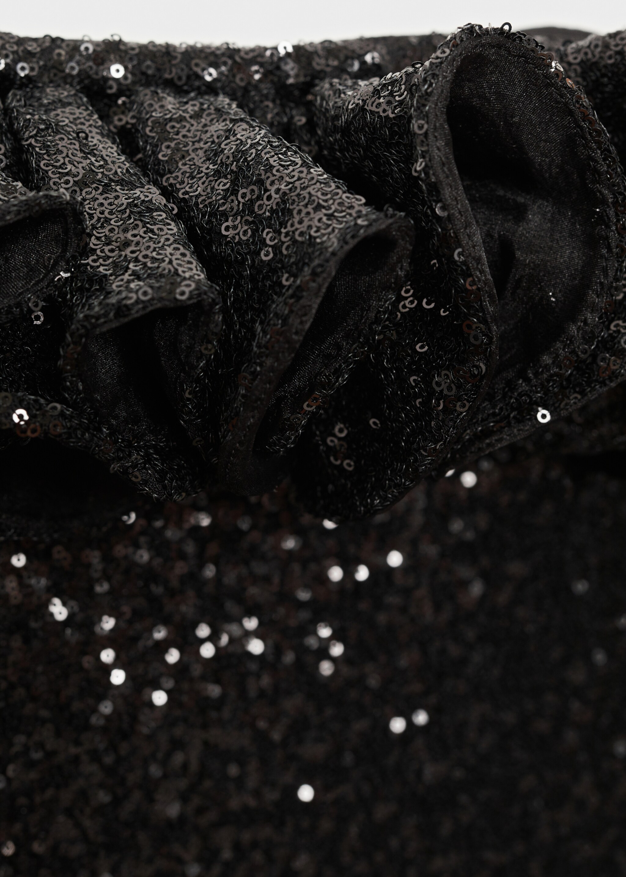 Sequin embellishment ruffle dress - Details of the article 0, Black. Ref: 87000361-00.