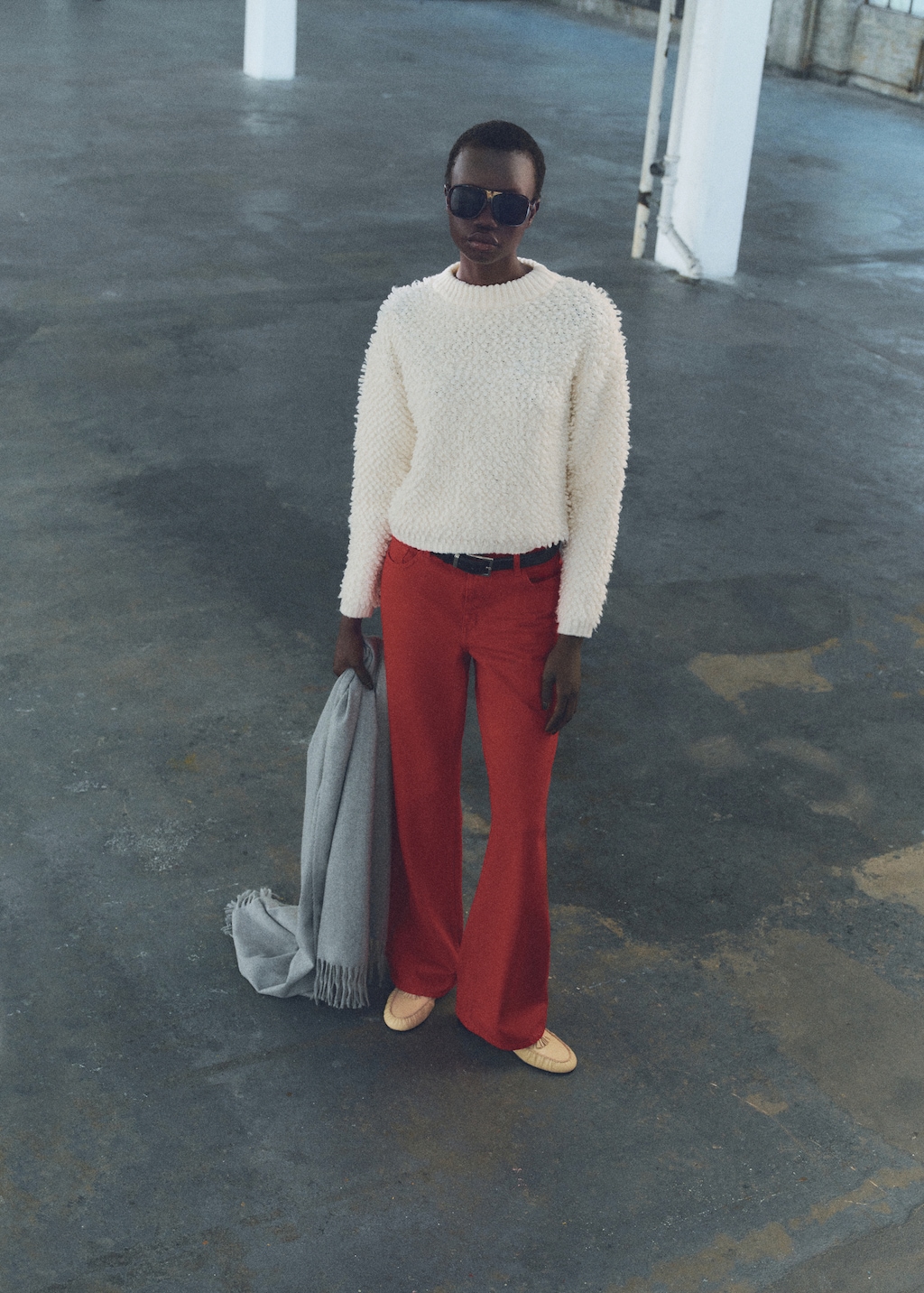 Round-neck bouclé sweater