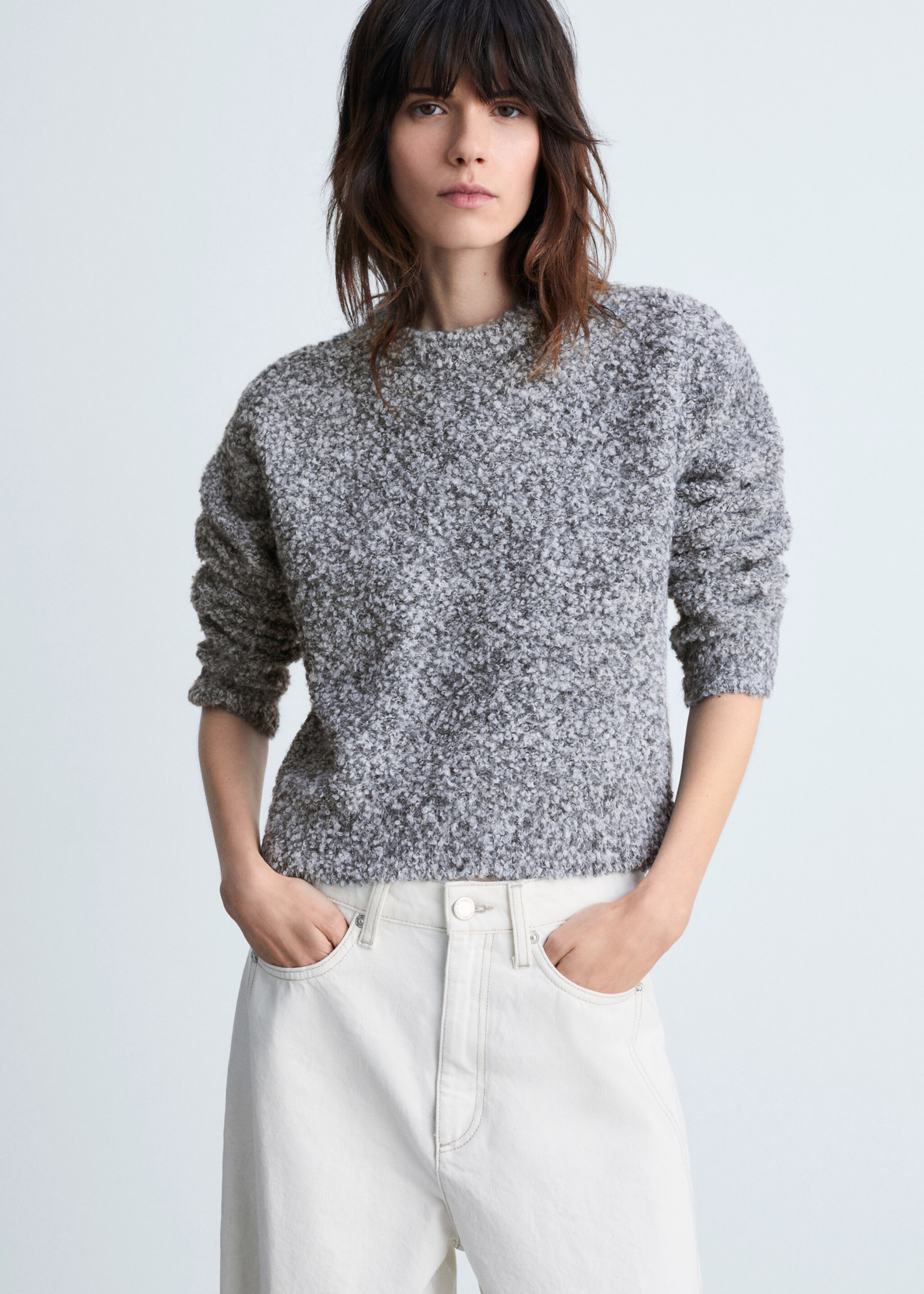 Jersey bouclé cuello redondo - Plano medio