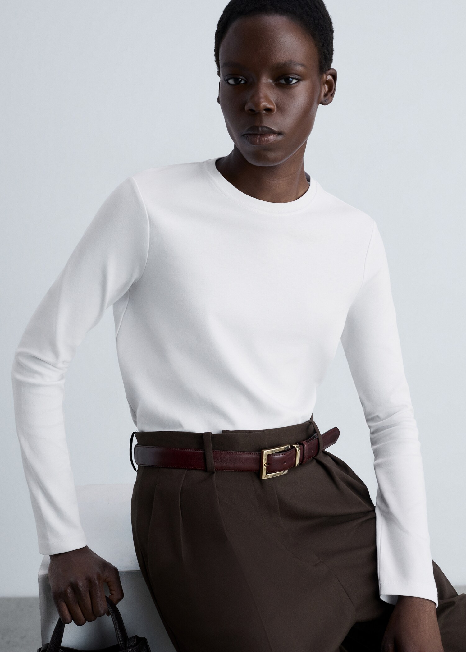 T-shirt fin col rond - Plan moyen