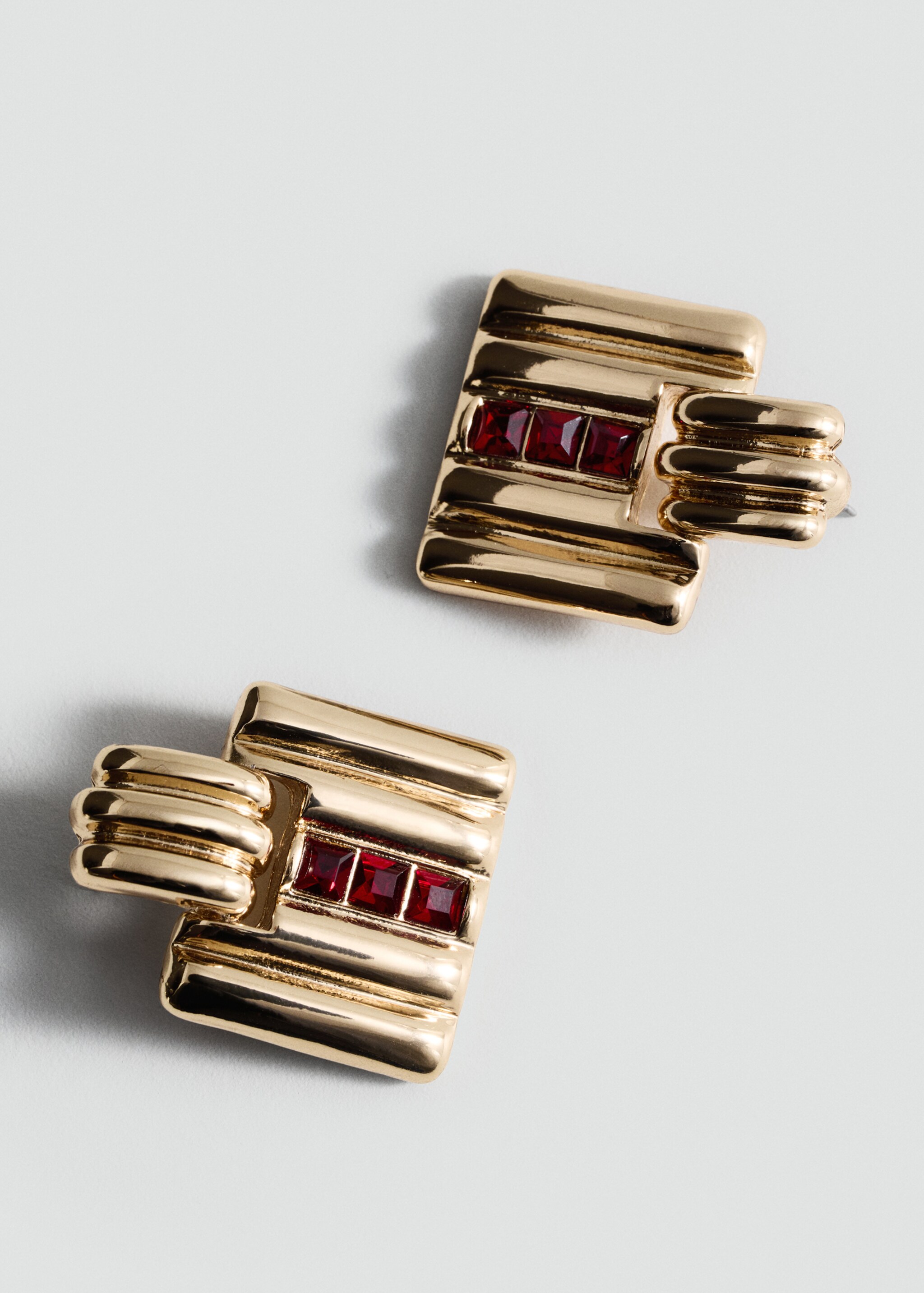 Geometric earrings with crystals detail - Medium plane