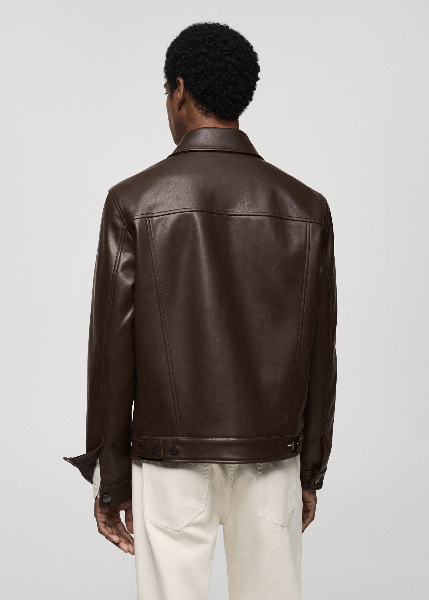 Leather-effect jacket with pockets - Reverse of the article
