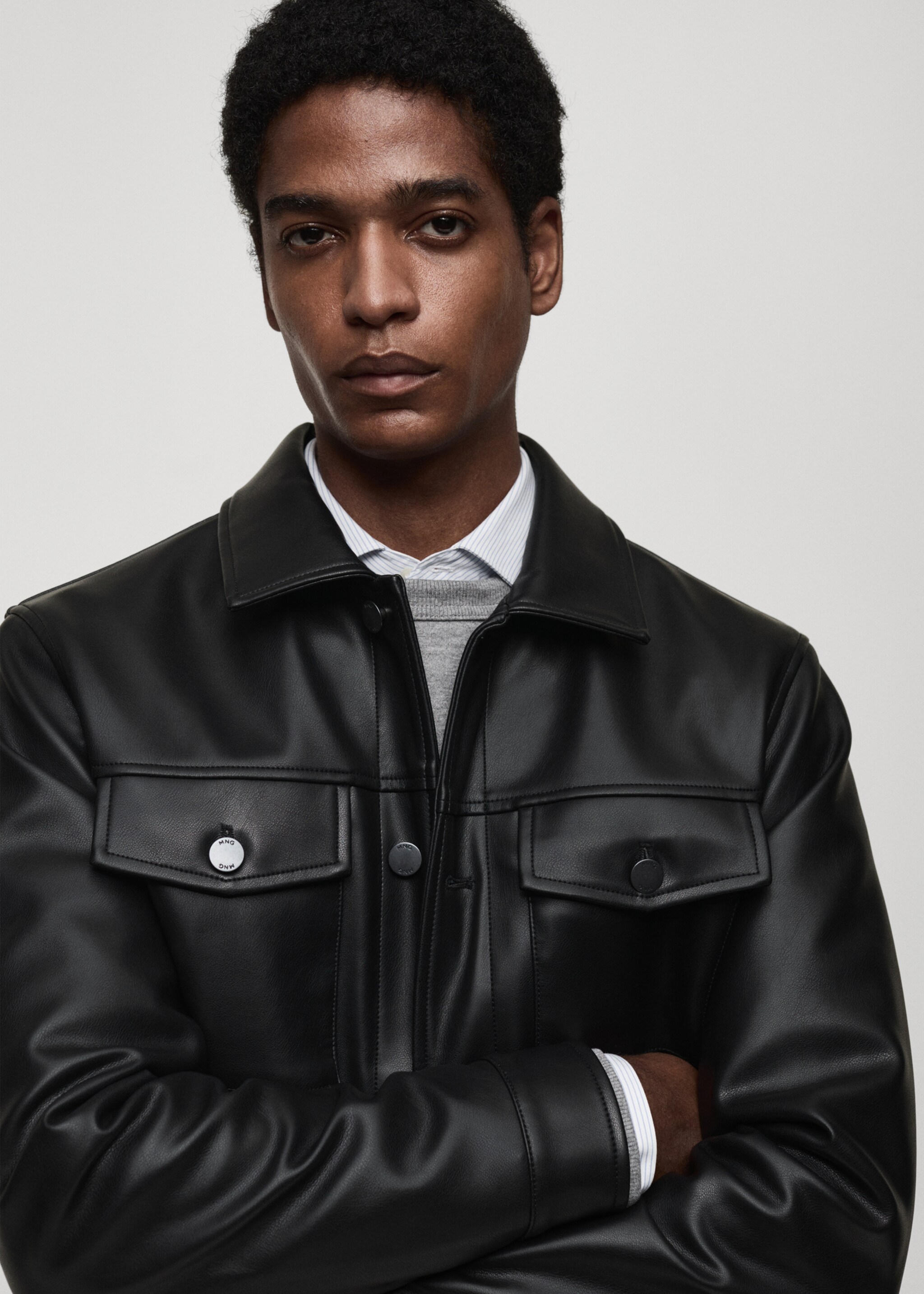 Leather-effect jacket with pockets - Details of the article 1