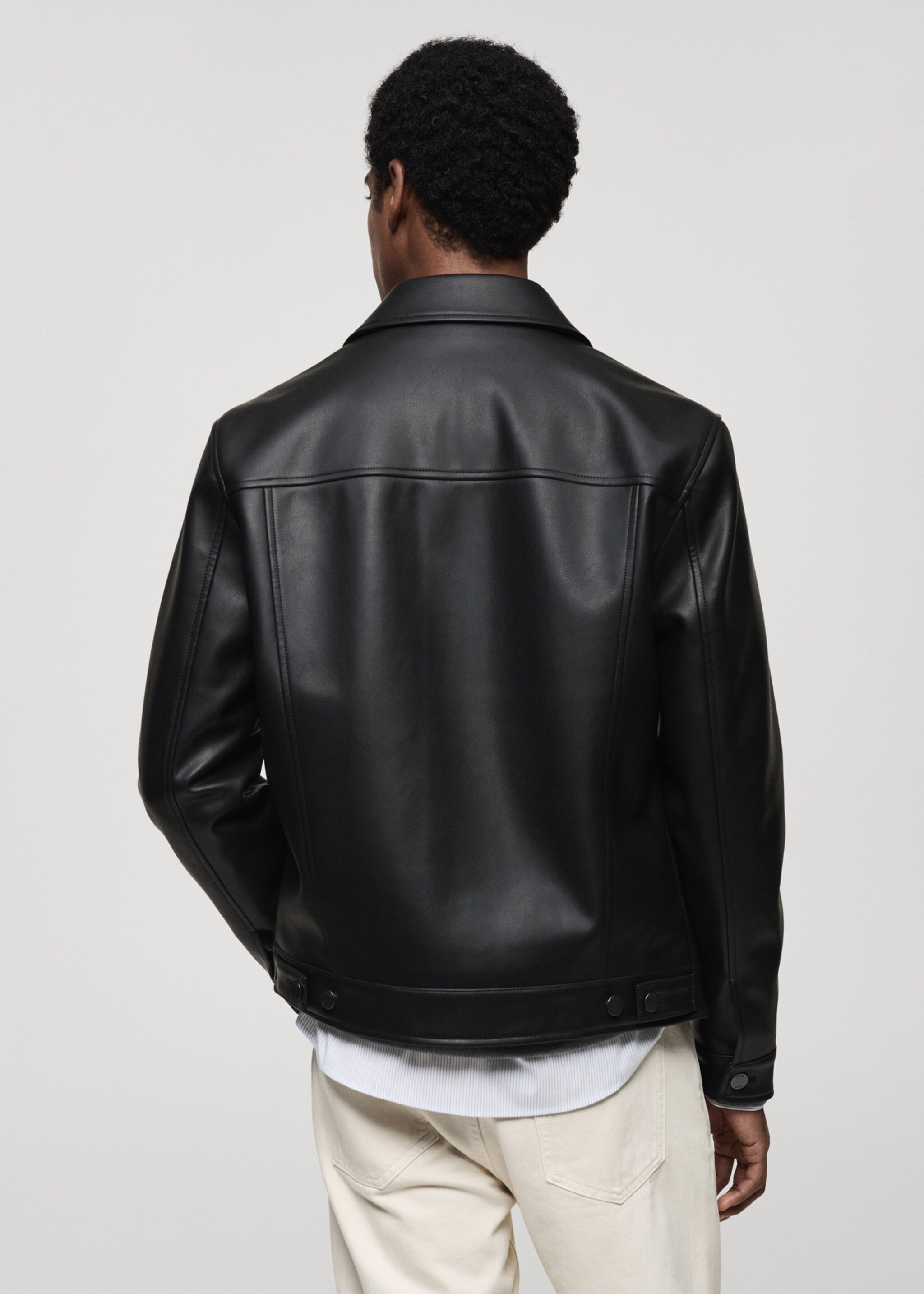 Leather-effect jacket with pockets - Reverse of the article