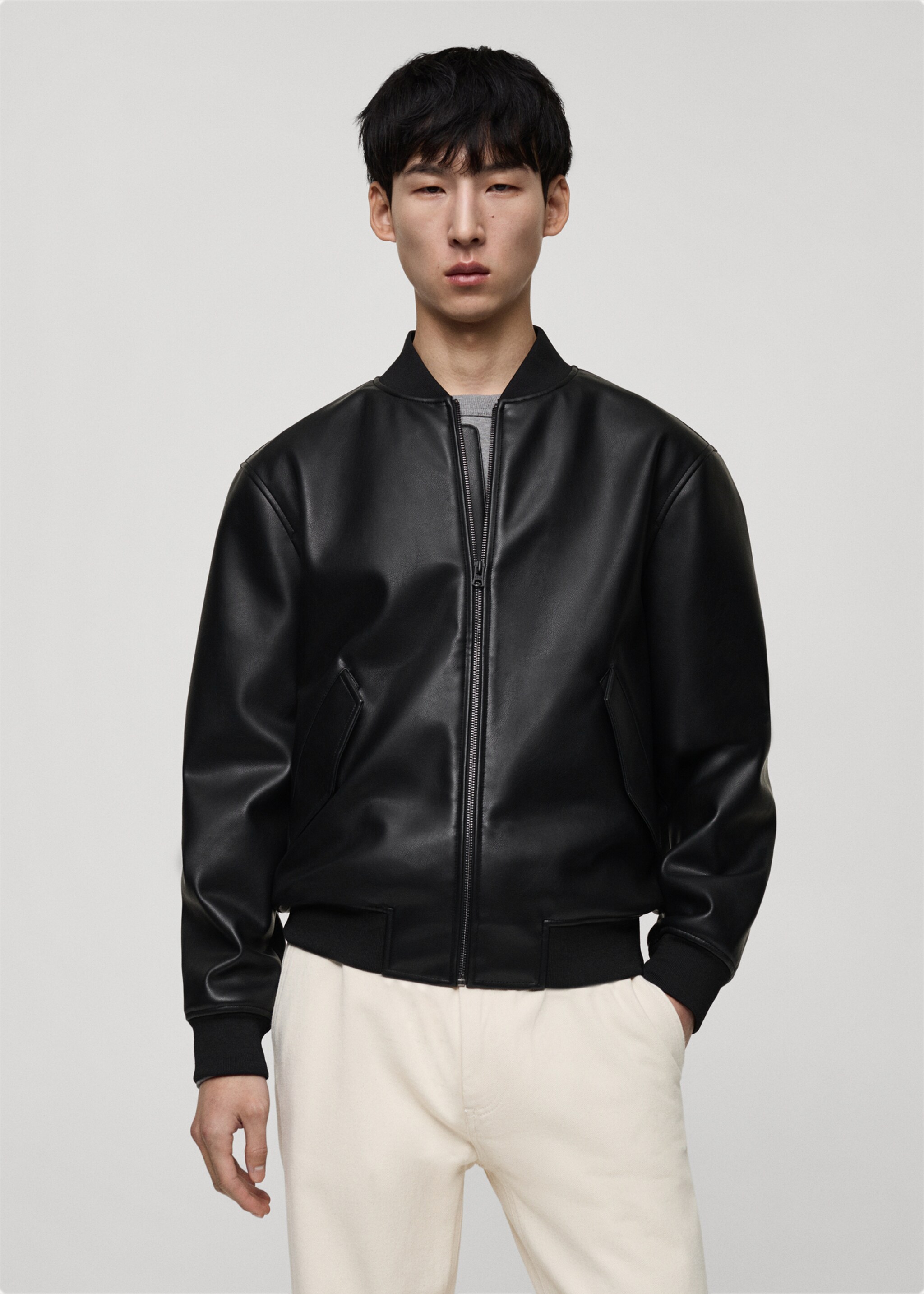 Leather-effect bomber jacket - Medium plane