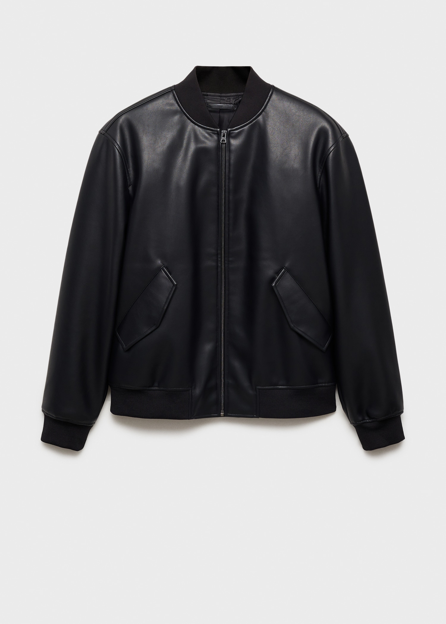 Leather-effect bomber jacket