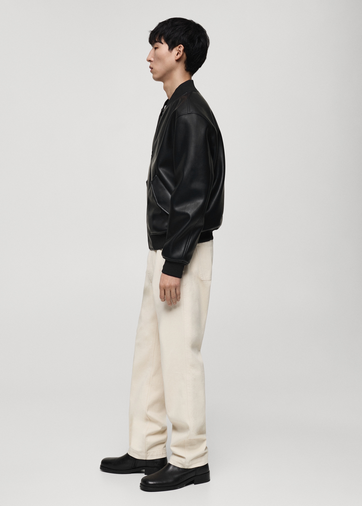 Leather-effect bomber jacket Men MANGO Niger - Main Image