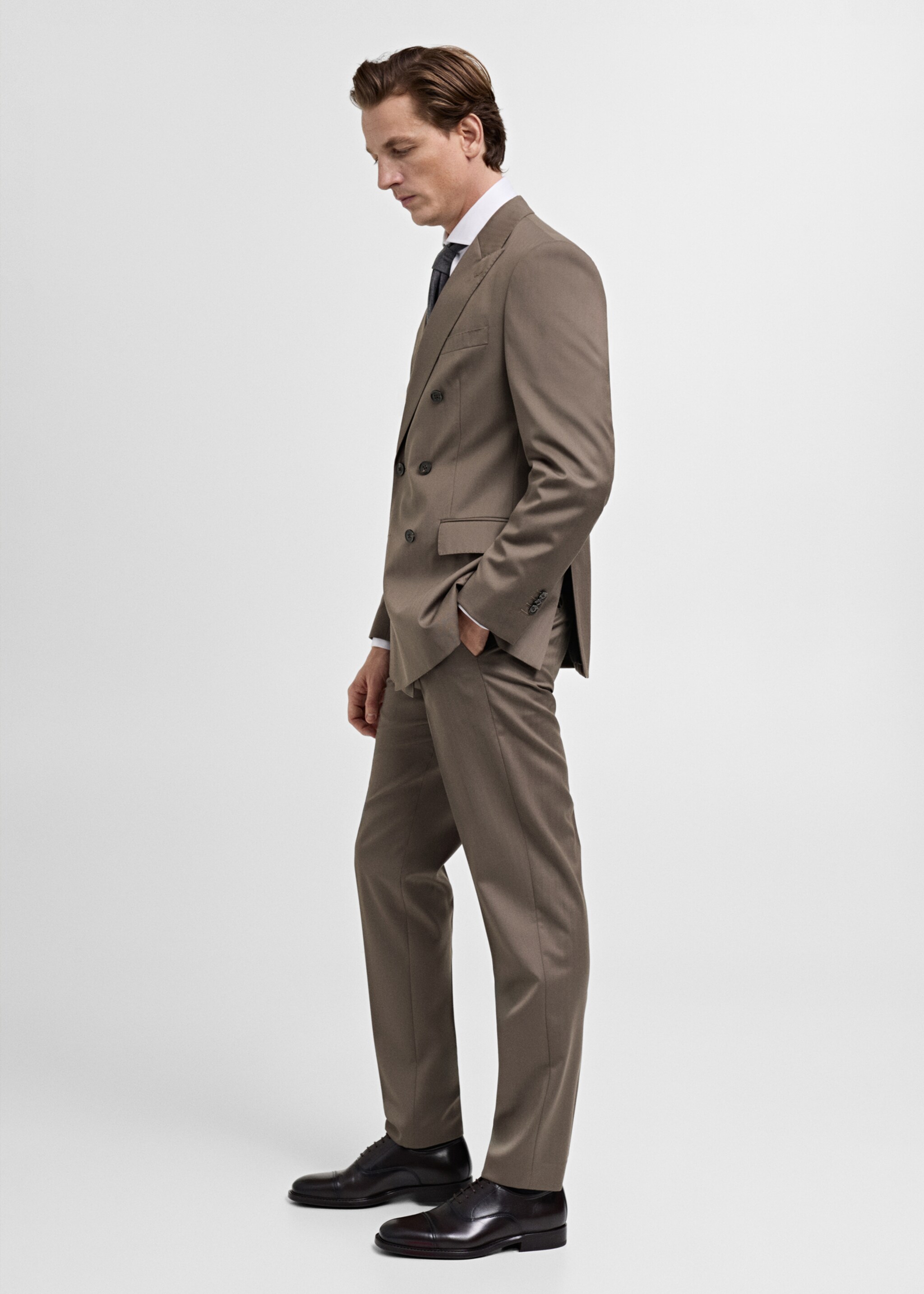 100% virgin wool herringbone suit trousers - Details of the article 2
