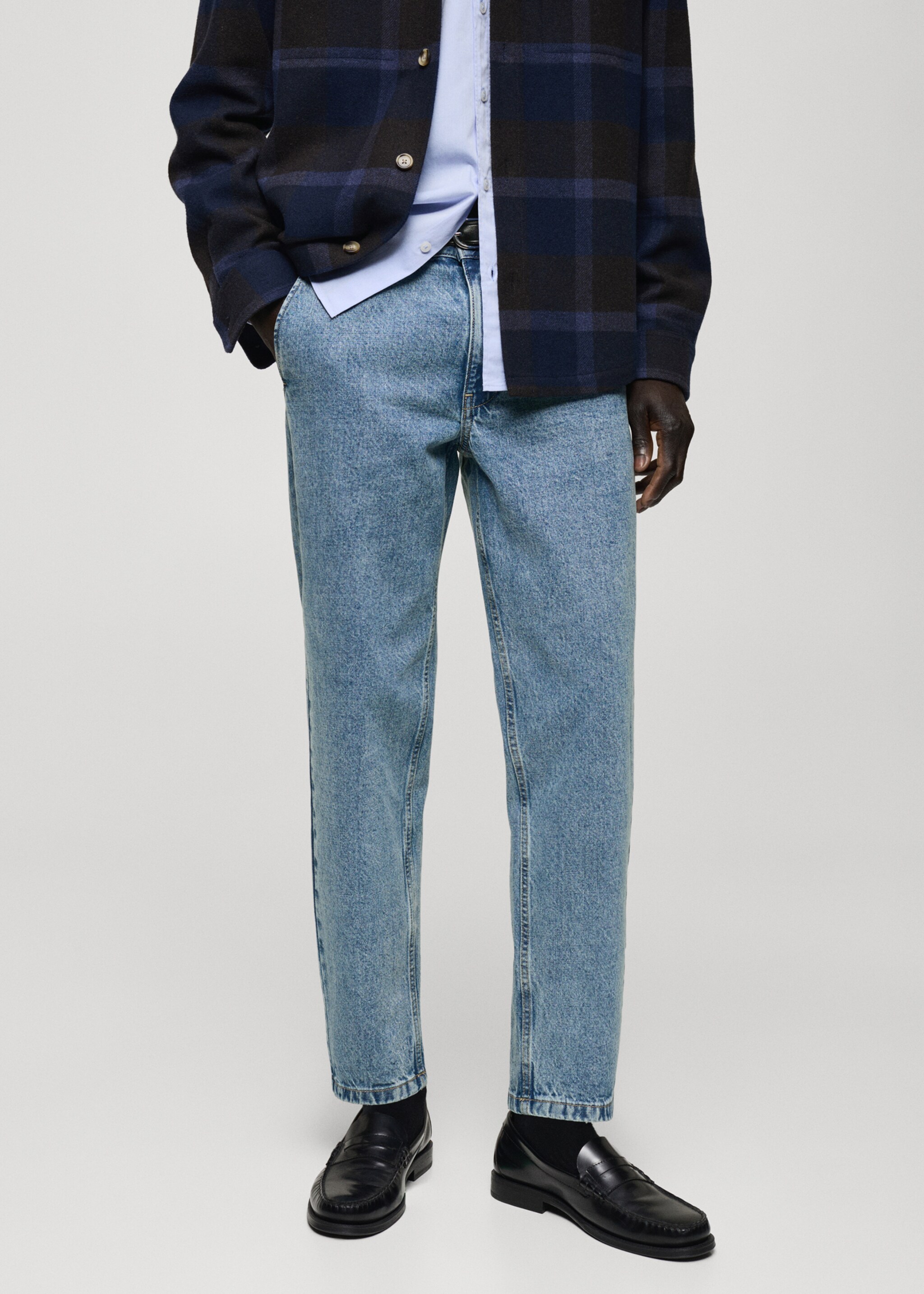 Worn effect straight fit jeans - Medium plane