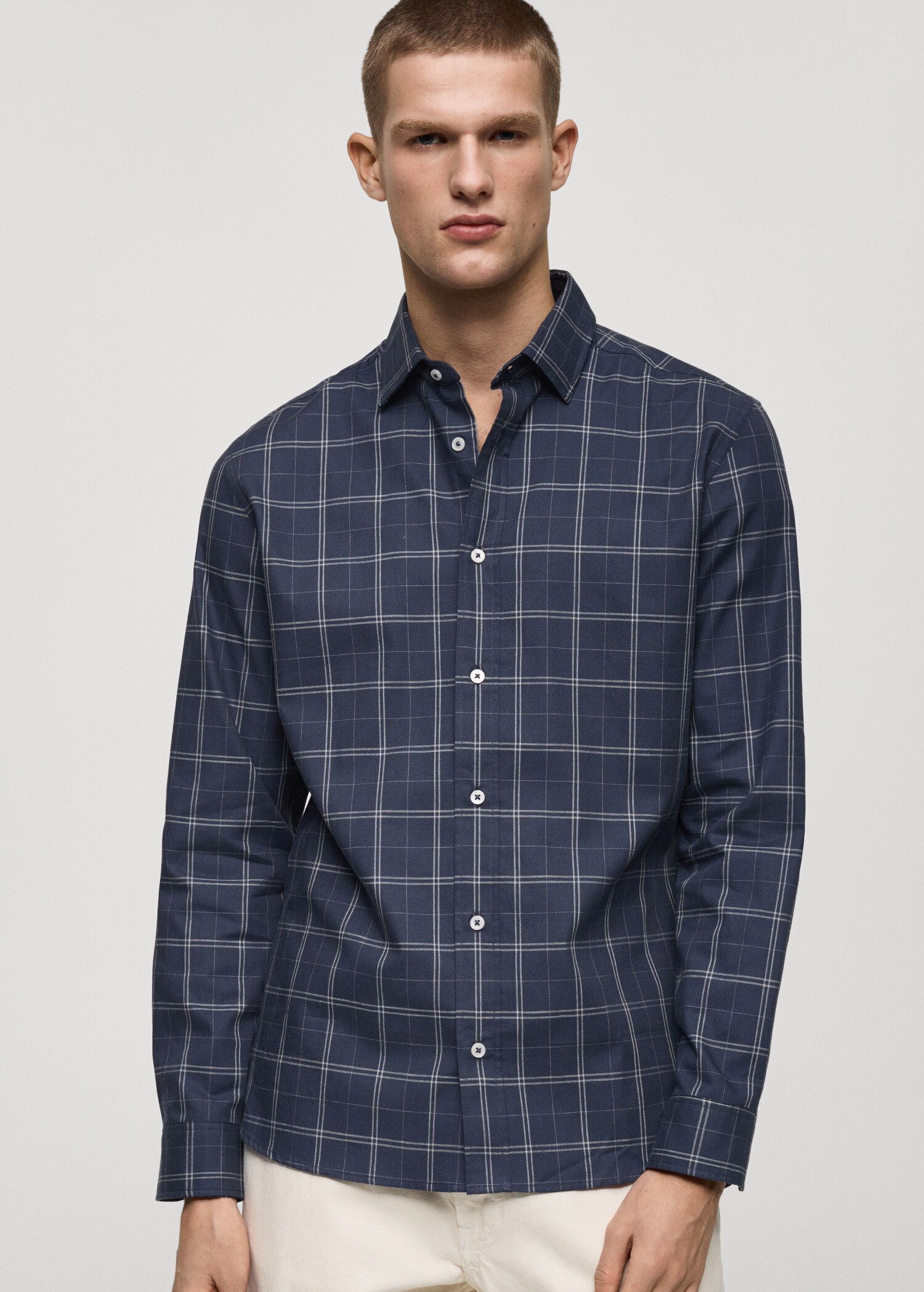 Camisa regular fit algodón cuadros - Plano medio