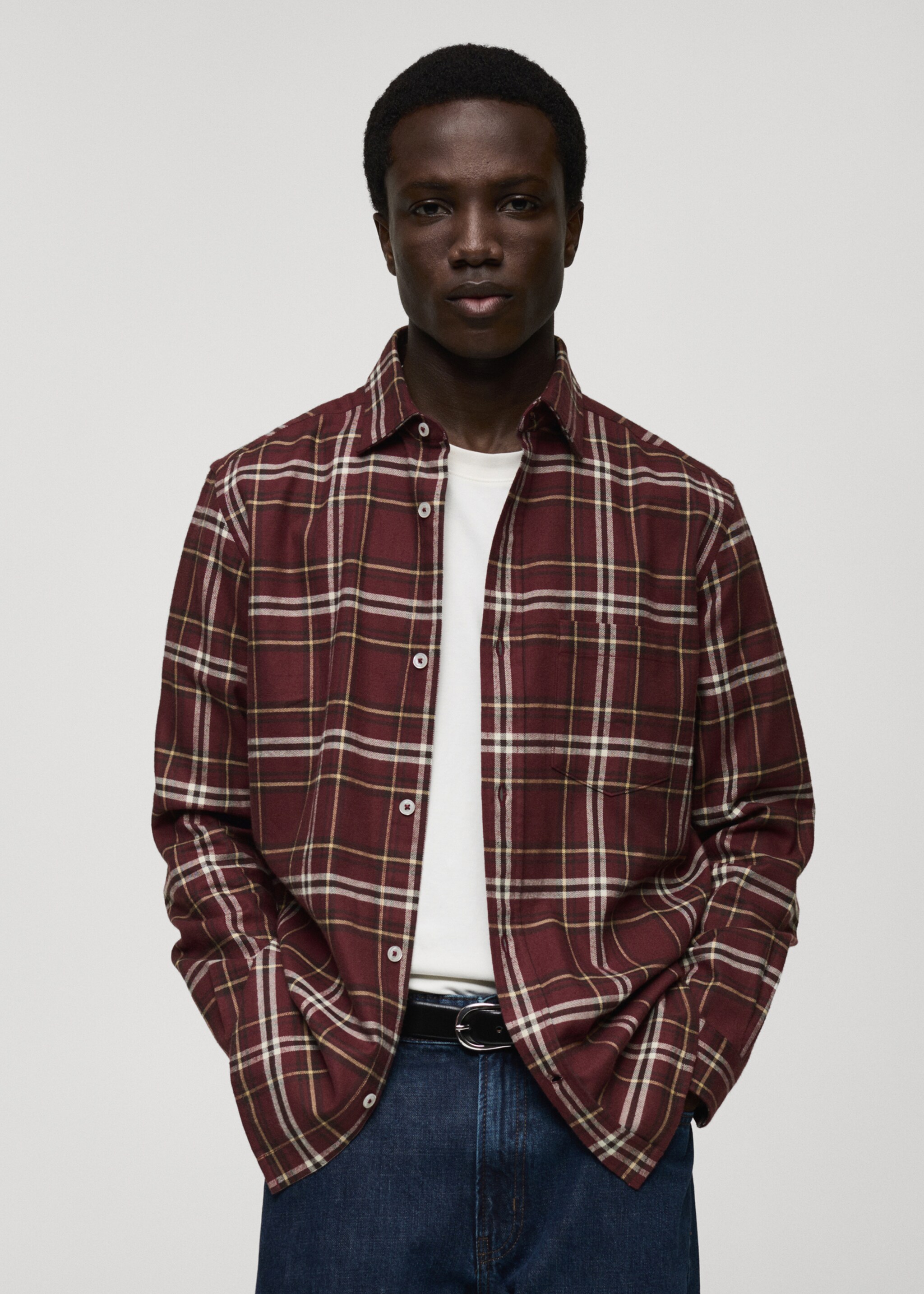 Camisa 100% algodón franela cuadros - Plano medio
