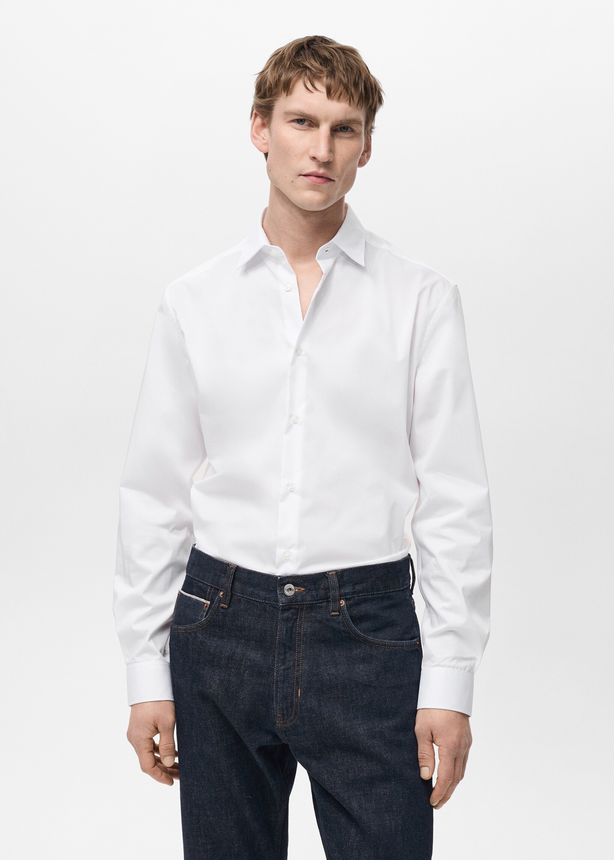 Regular-fit stretch cotton shirt - Medium plane