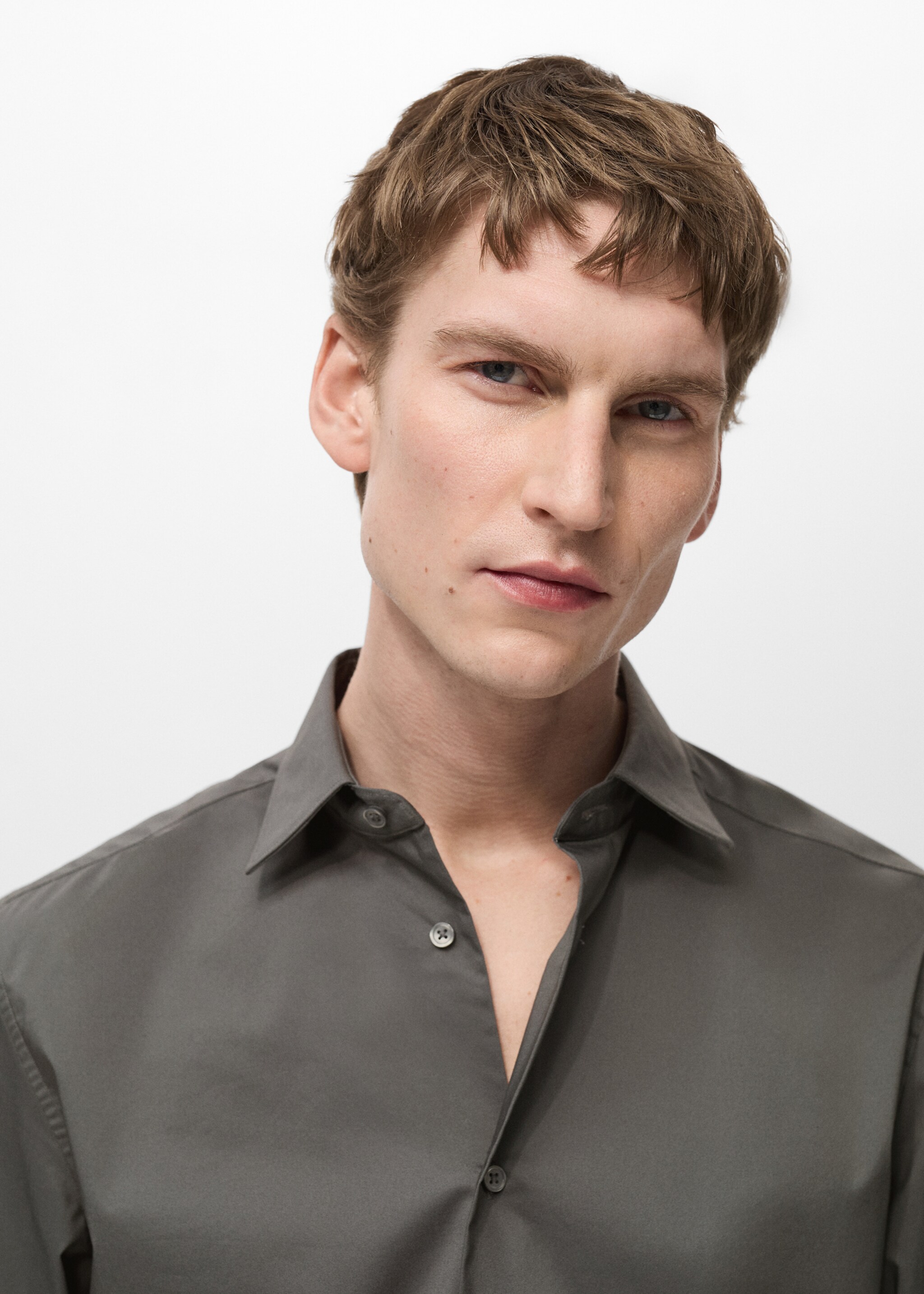 Regular-fit stretch cotton shirt - Details of the article 1