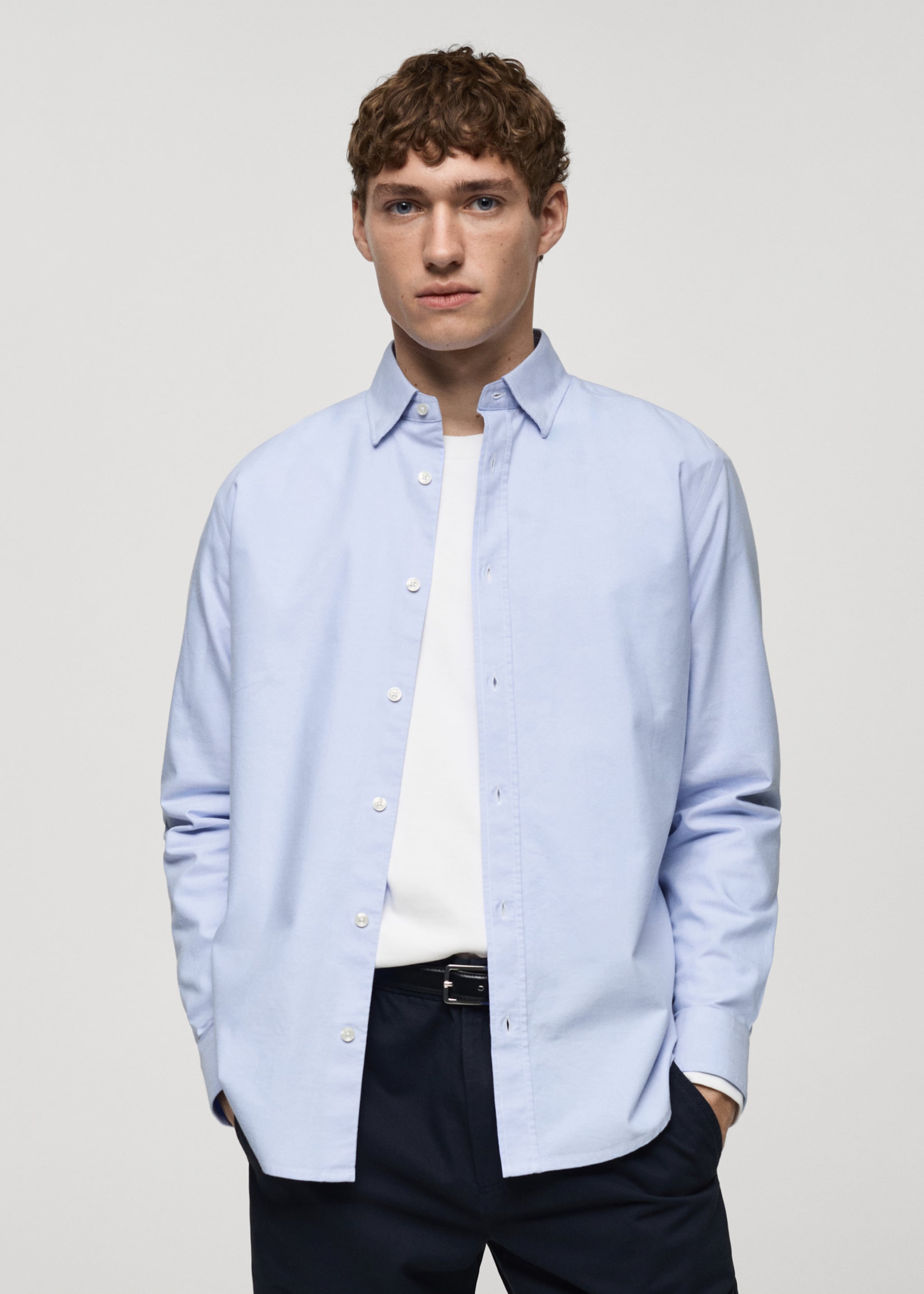 Camisa regular fit Oxford cotó - Pla mig
