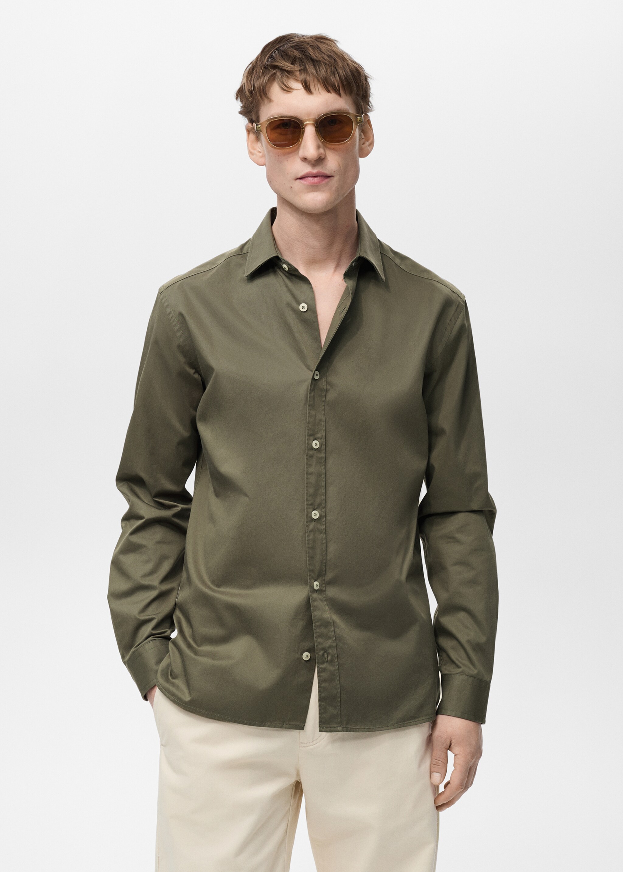 Camisa 100% algodón regular fit - Plano medio