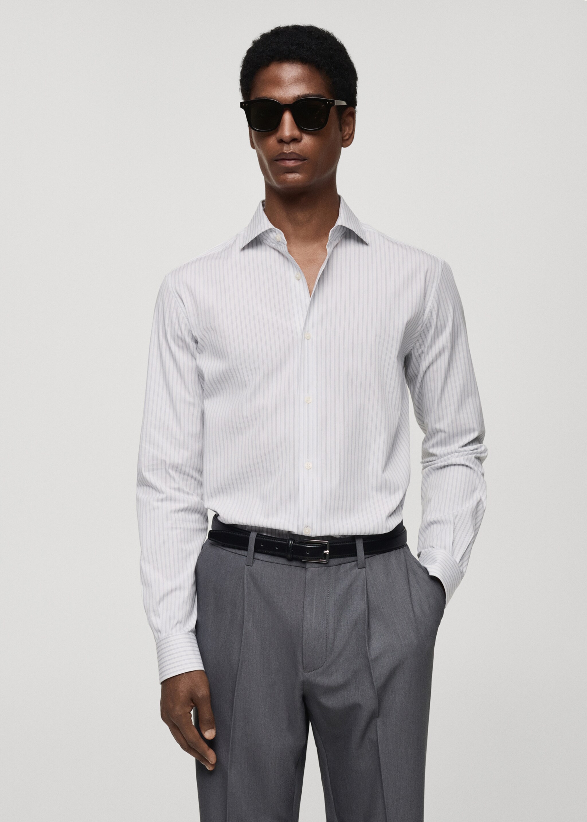 Slim fit striped cotton shirt - Medium plane