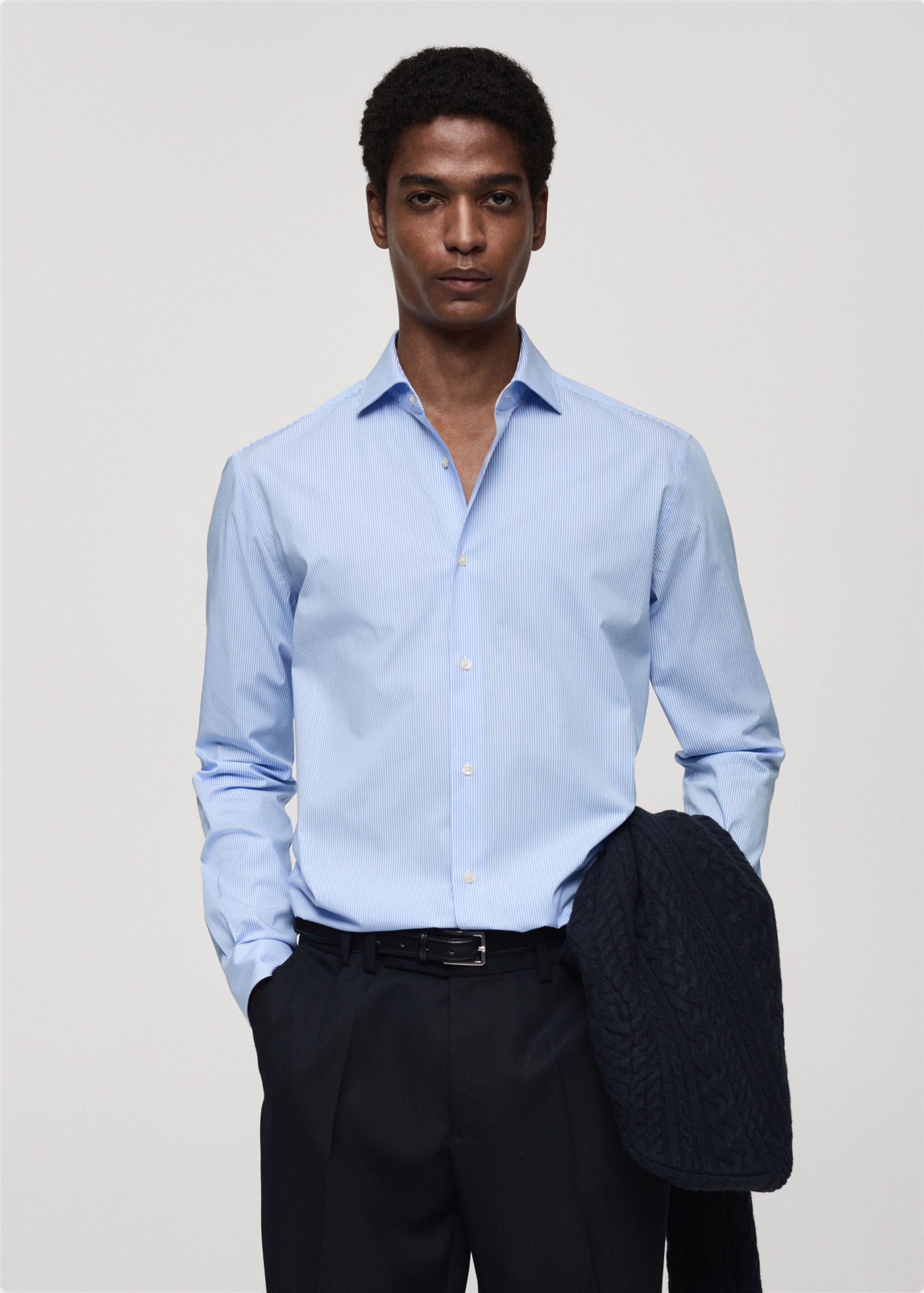 Slim fit striped cotton shirt - Medium plane