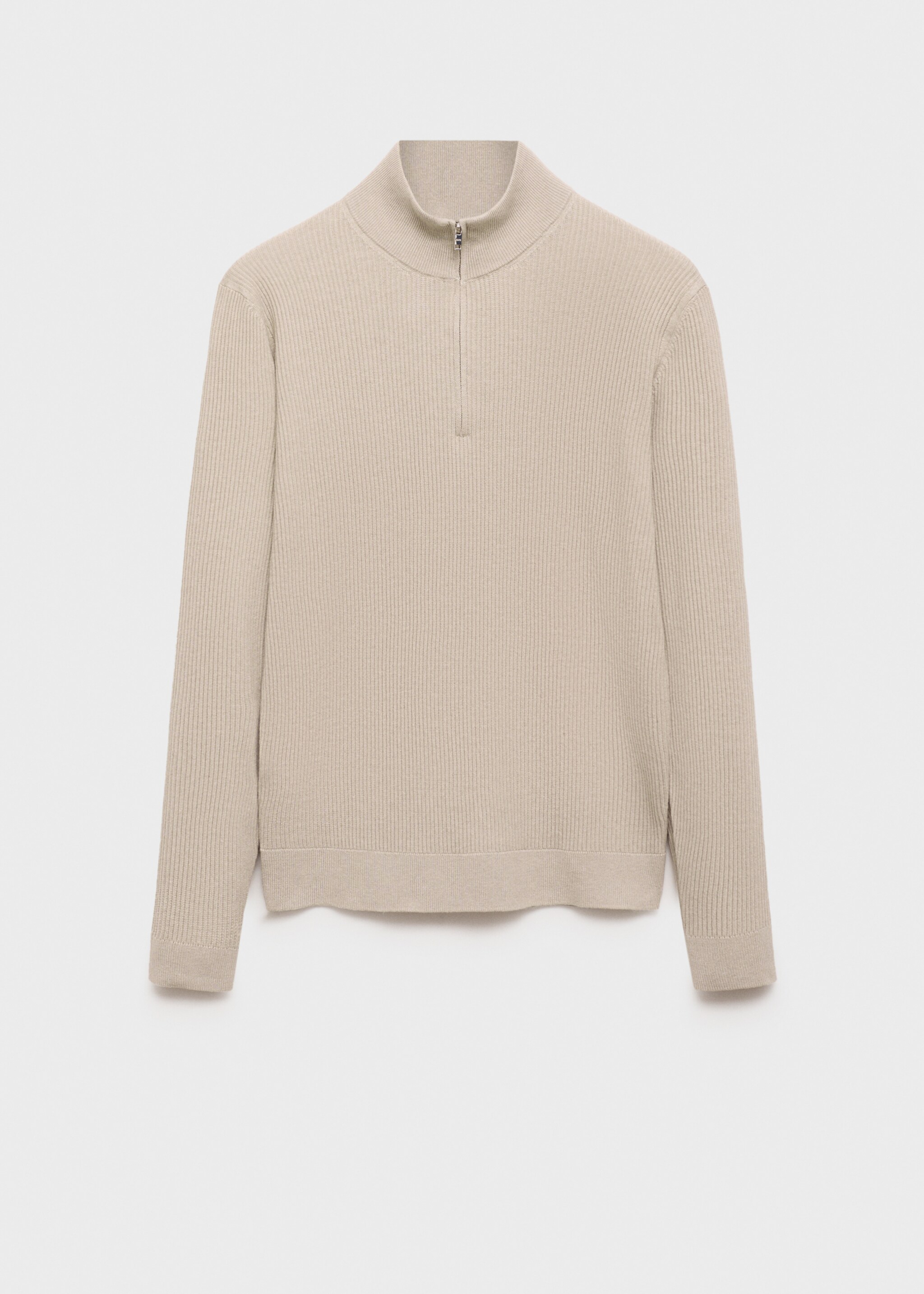 Ribbed sweater with zip neck - Article without model