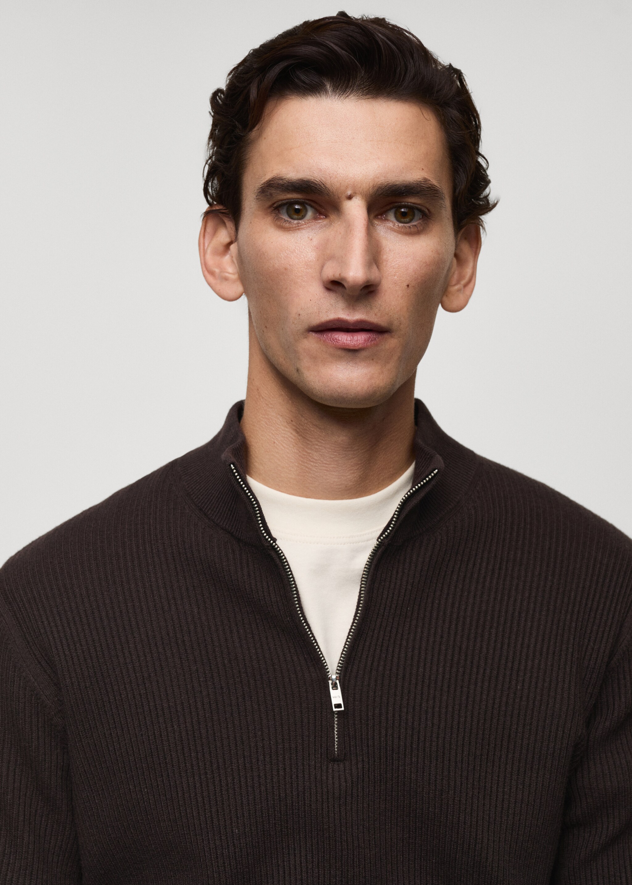 Pull-over maille côtelée col zippé - Détail de l'article 1