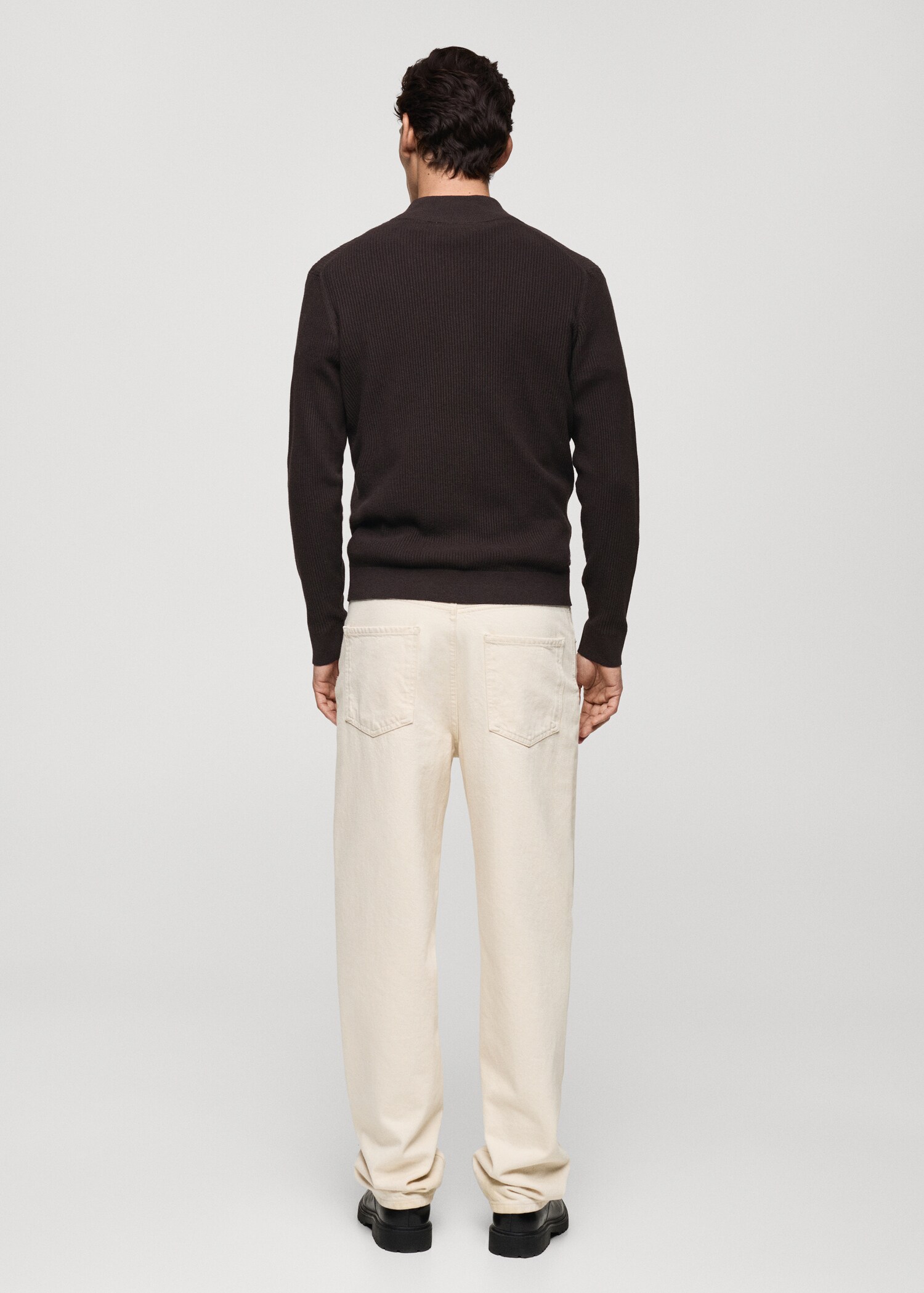 Ribbed sweater with zip neck - Reverse of the article