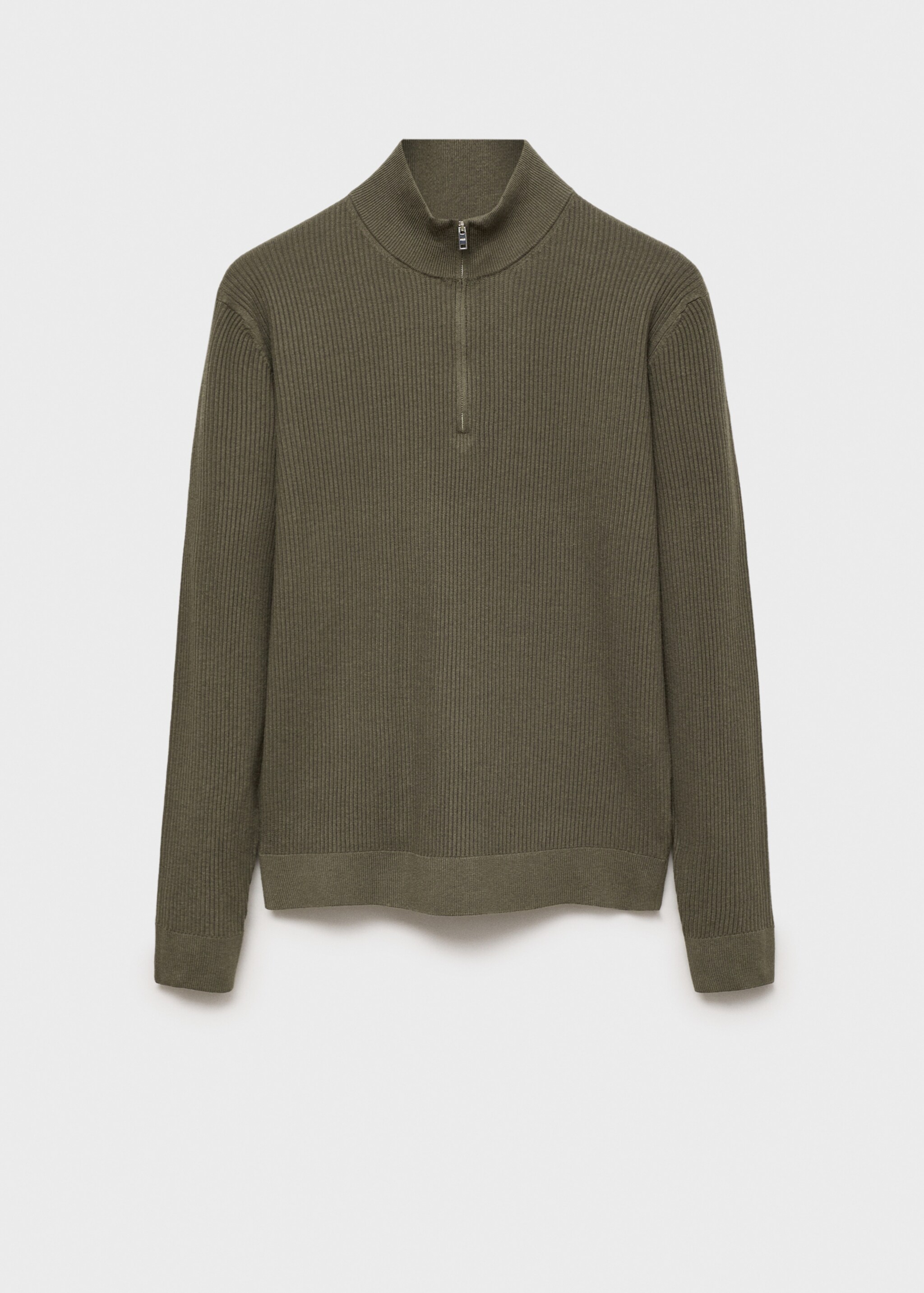 Ribbed sweater with zip neck - Article without model
