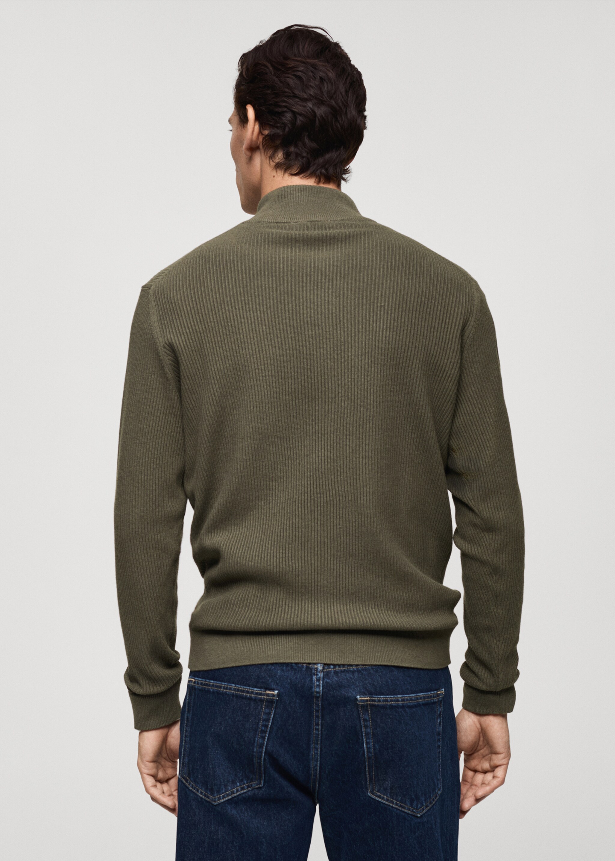 Pull-over maille côtelée col zippé - Verso de l’article