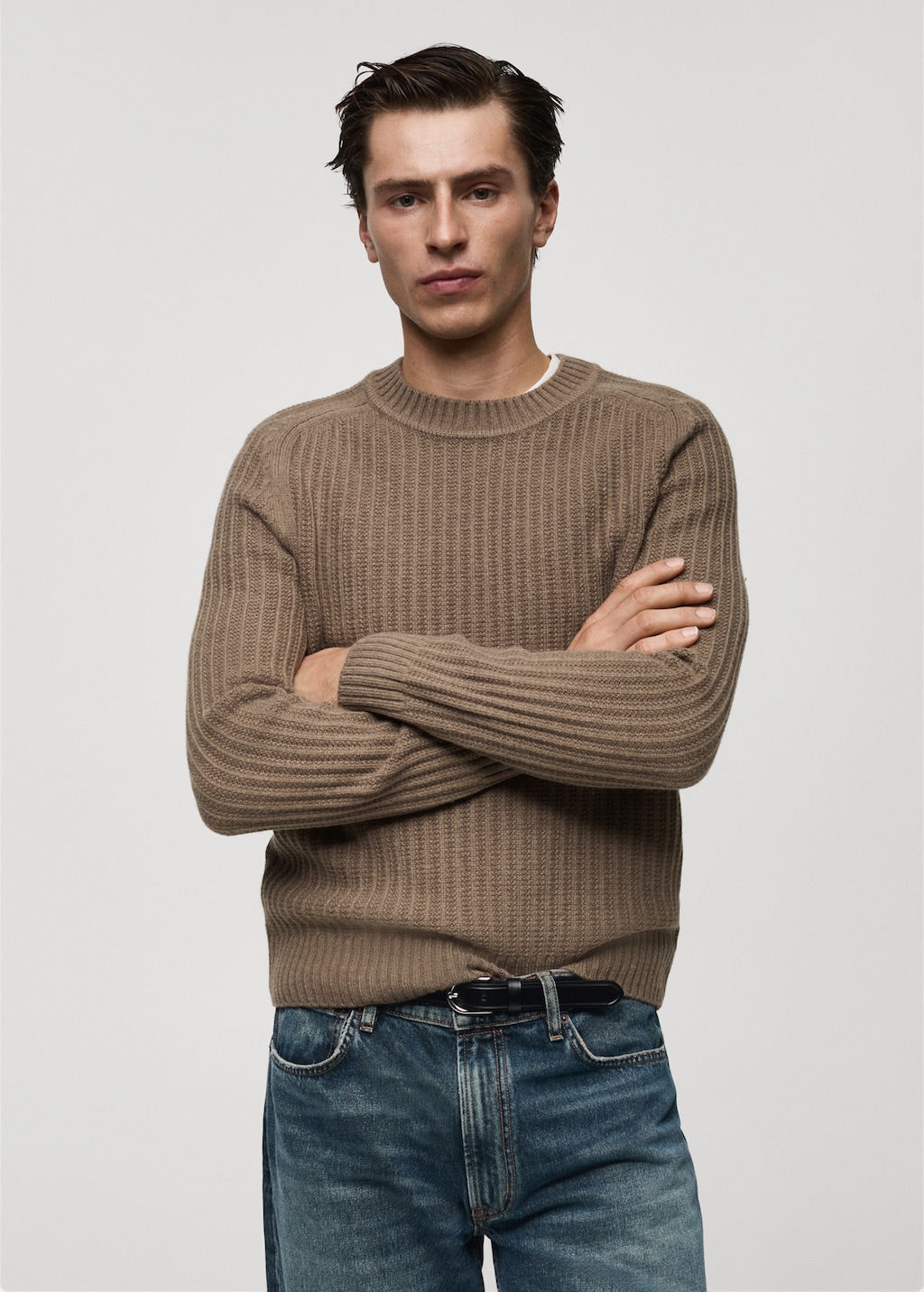 Wool-blend rib-knit sweater - Men | MANGO USA Wool-blend rib-knit sweater - Men | MANGO USA