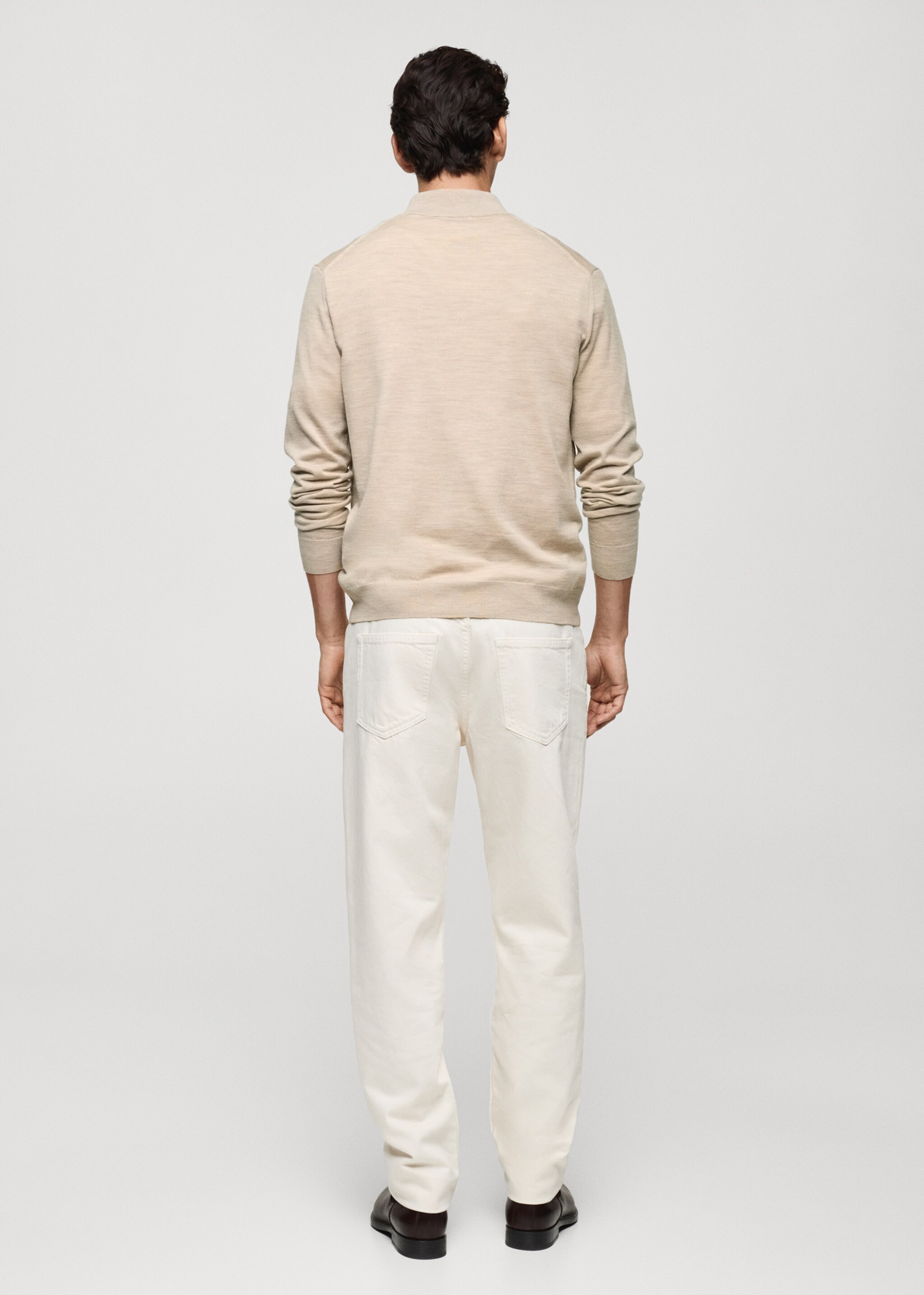 100% merino wool perkins-neck sweater with zip - Reverse of the article