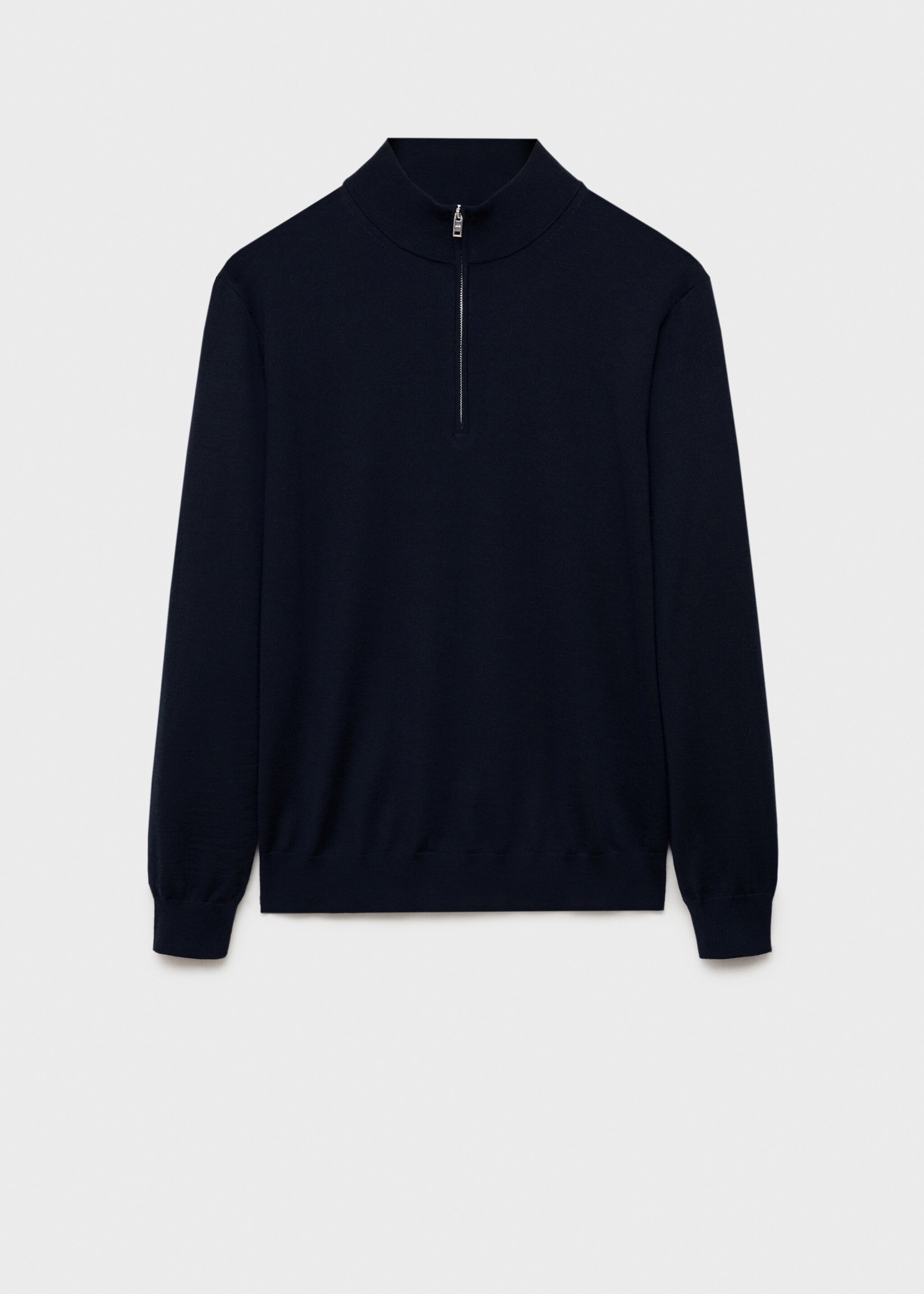 100% merino wool perkins-neck sweater with zip - Article without model