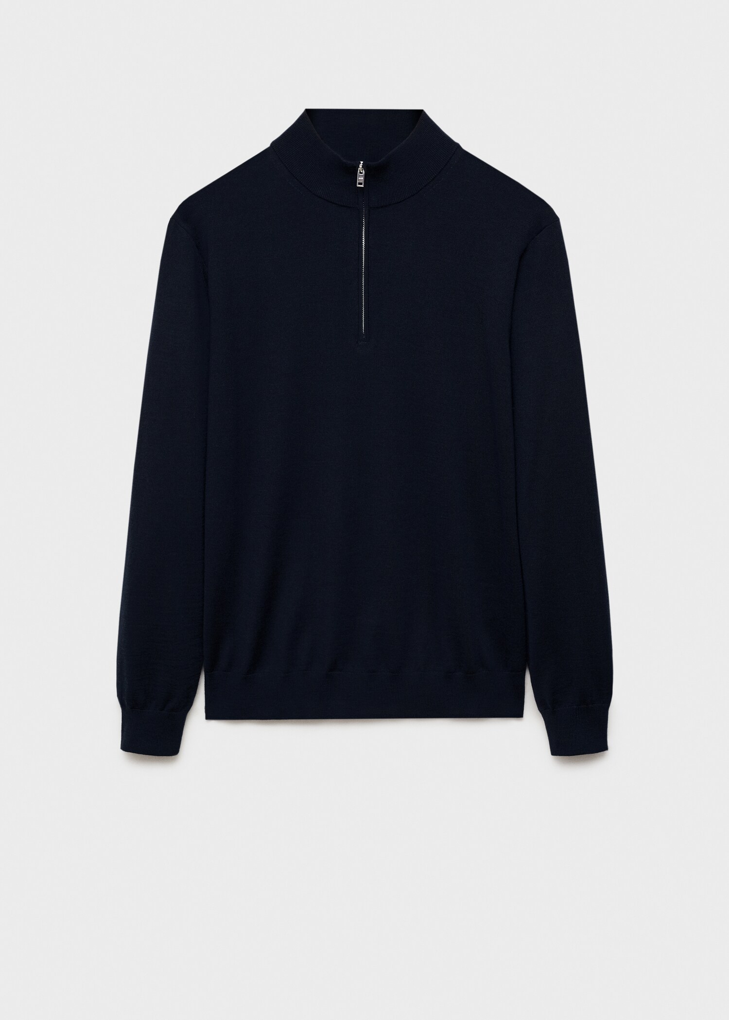 Pull-over 100 % laine mérinos col montant zippé - Article sans modèle
